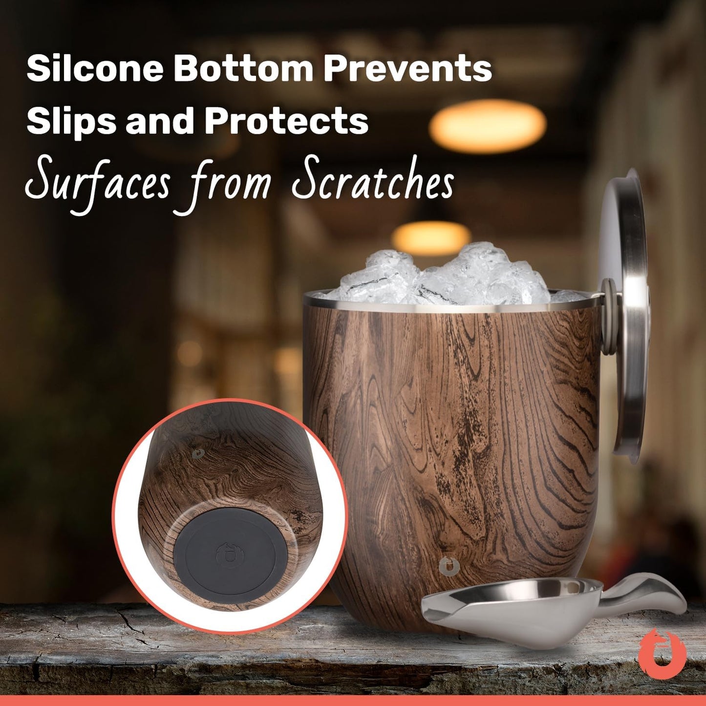 SNOWFOX Plus, Premium Vacuum Insulated Stainless Steel Ice Bucket with Lid/Scoop,Home Bar Accessories,Elegant Bartending Ice Buckets for Parties,Beautiful Outdoor Entertaining Supplies,3L,Matte Black