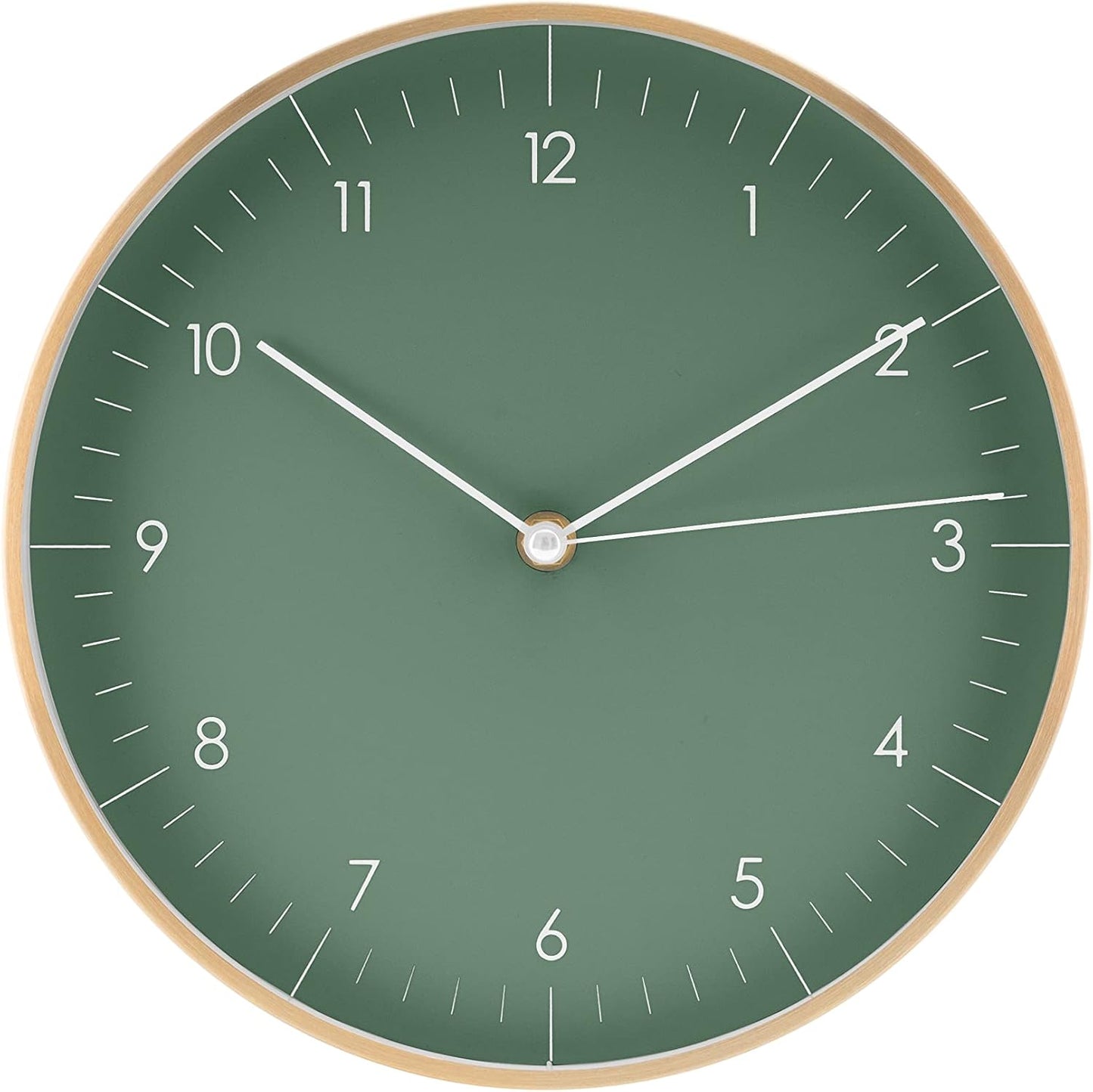LUUK LIFESTYLE Wall Clock with Silent Movement, Without Ticking, Elegant and Functional Design, Housewarming Gift idea, Decorative, Dark Green and Gold