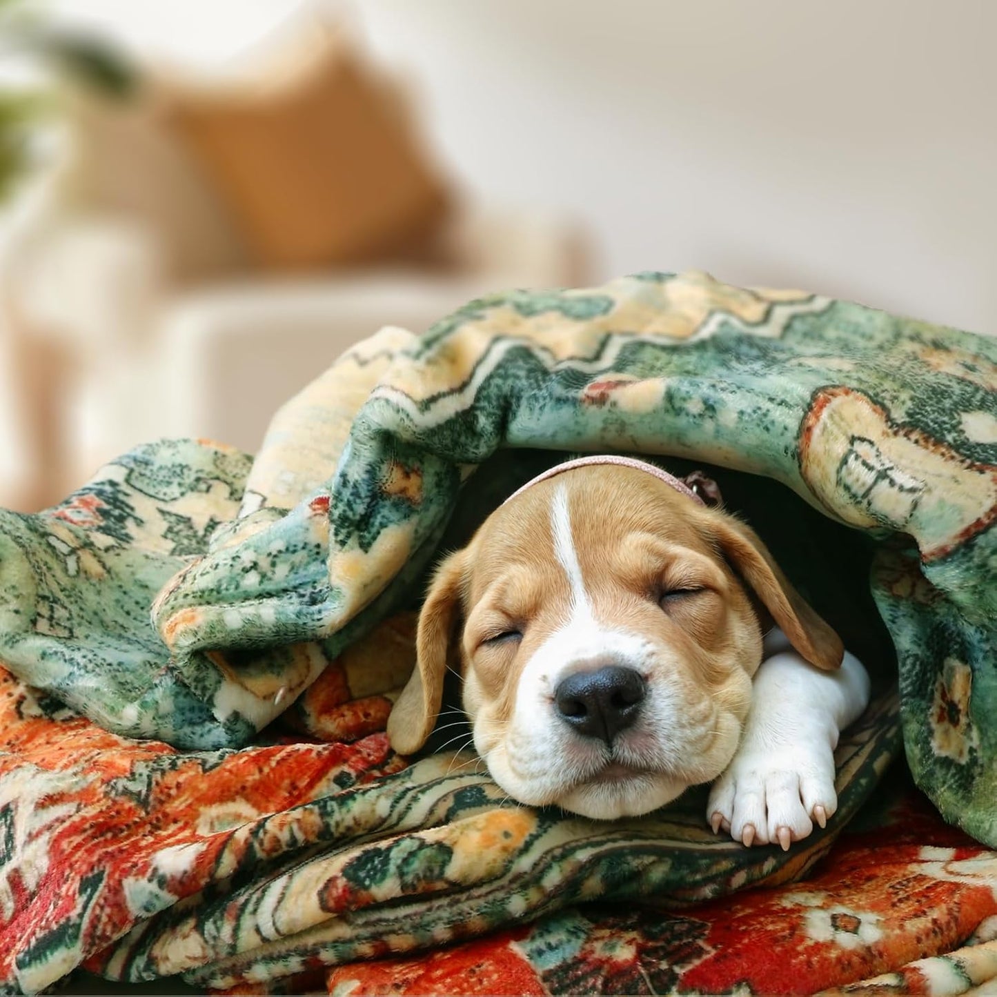 Lahome Boho Red Fluffy Bed Blanket, Reversible Soft Small Blankets for Couch, Decorative Fleece Throw Blankets for Women Home Retro Decor, Red 50''x60''