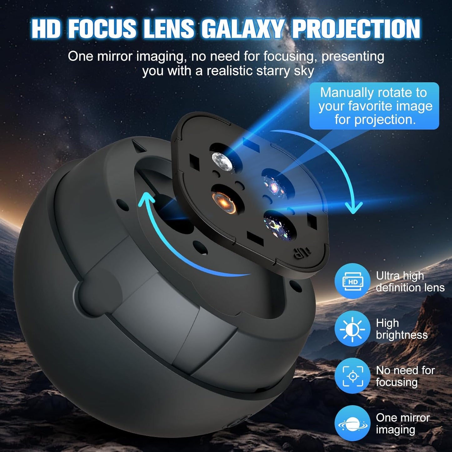 Planetarium Projector for Bedroom, 12 Image Discs, Galaxy Projector Star Night Light, Ceiling Mood Lighting, LED Space Galaxy Lamp, Kids Adults Room Decor