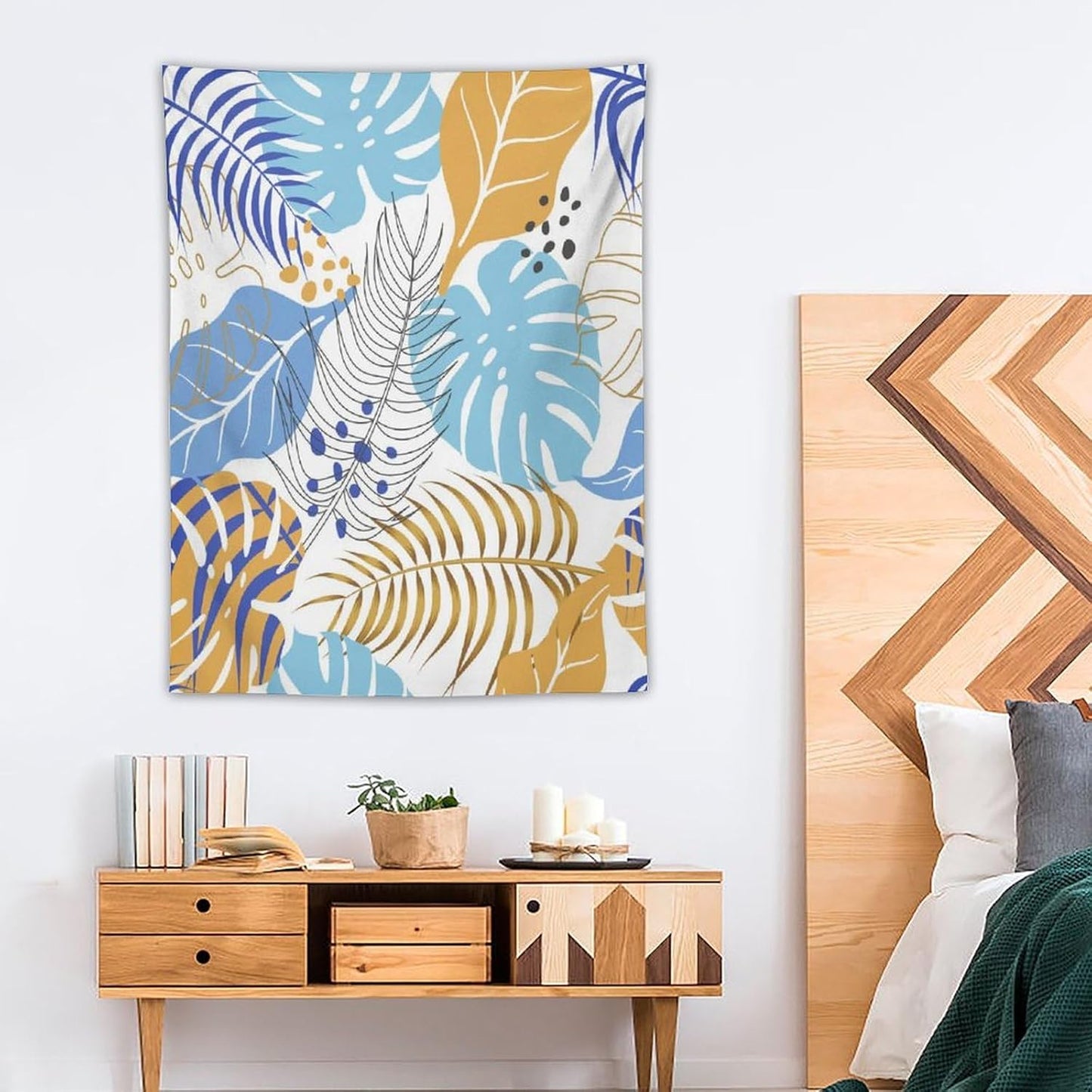 ICMOLYYENLO Tropical Palm Leaves Wall Tapestry, Wall Art for Room Decoration Beautiful Wall Hanging for Bedroom Living Room Dormitory Apartment 60x60 Inch