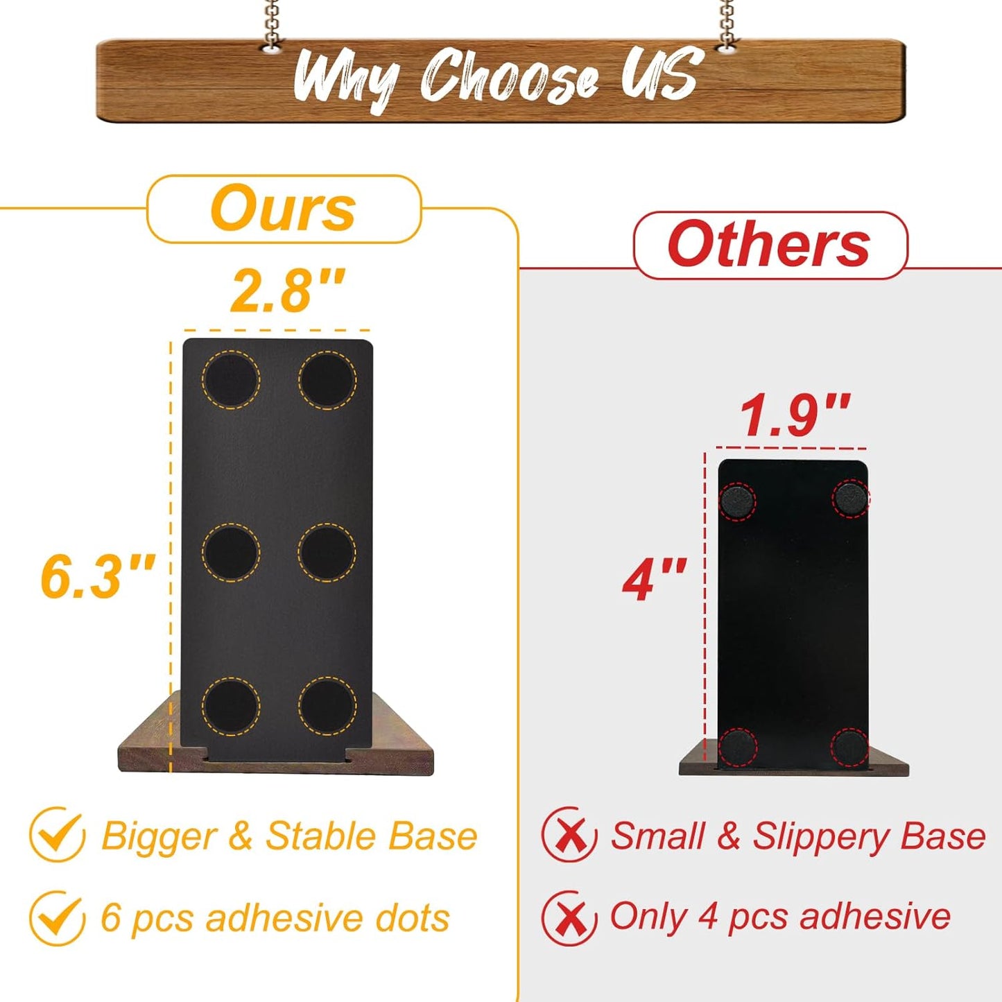 Book Ends, Black Walnut Wooden Bookends for Shelves - Heavy Duty Non-Slip Book Organizers, Upgraded Large Decorative Bookend Holders for Home, Kitchen, Office, Set of 2, Large