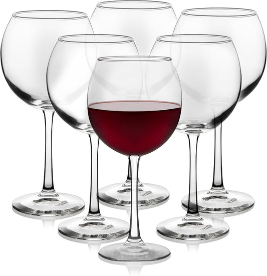 Libbey Vina Red Balloon Wine Glasses, 18.25 Oz Elegant Large Red Wine Glasses Set of 6, Long Stem Glass Wine Glasses for Weddings, Birthdays, and More