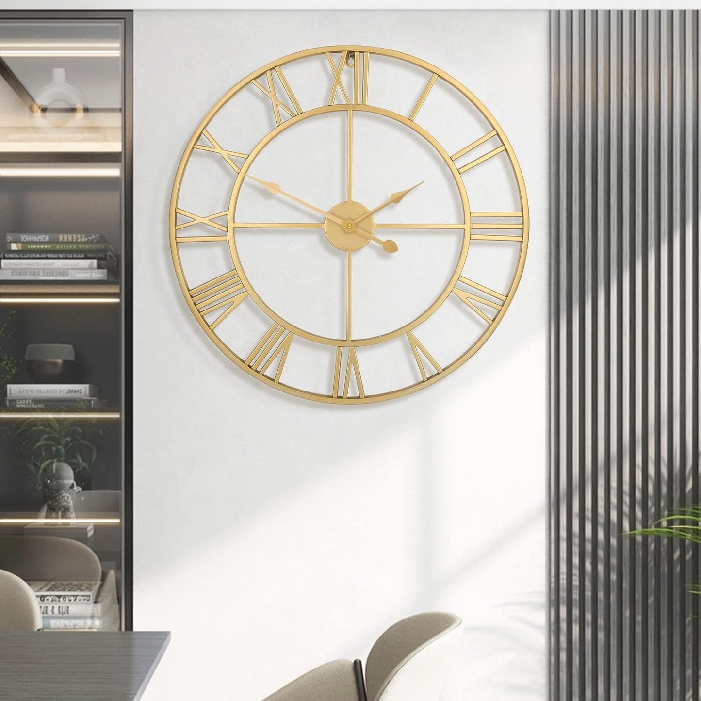 Large Wall Clock For Living Room Decor - 80cm/ 32 Inches Nearly Silent Non-Ticking Metal Wall Clocks Battery Operated, Vintage Decorative Modern Wall Clock For Bedroom, Office, Farmhouse Decor