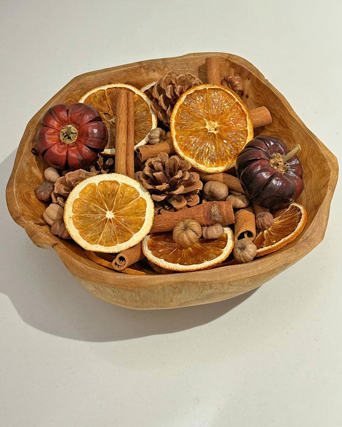Fall Potpourri Bowl Filler with Mini Pumpkin, Cinnamon Stick, Dried Orange Slices, Pine Cone-Perfect for Farmhouse Harvest Christmas Thanksgiving Autumn Halloween Fall Scents Potpourri