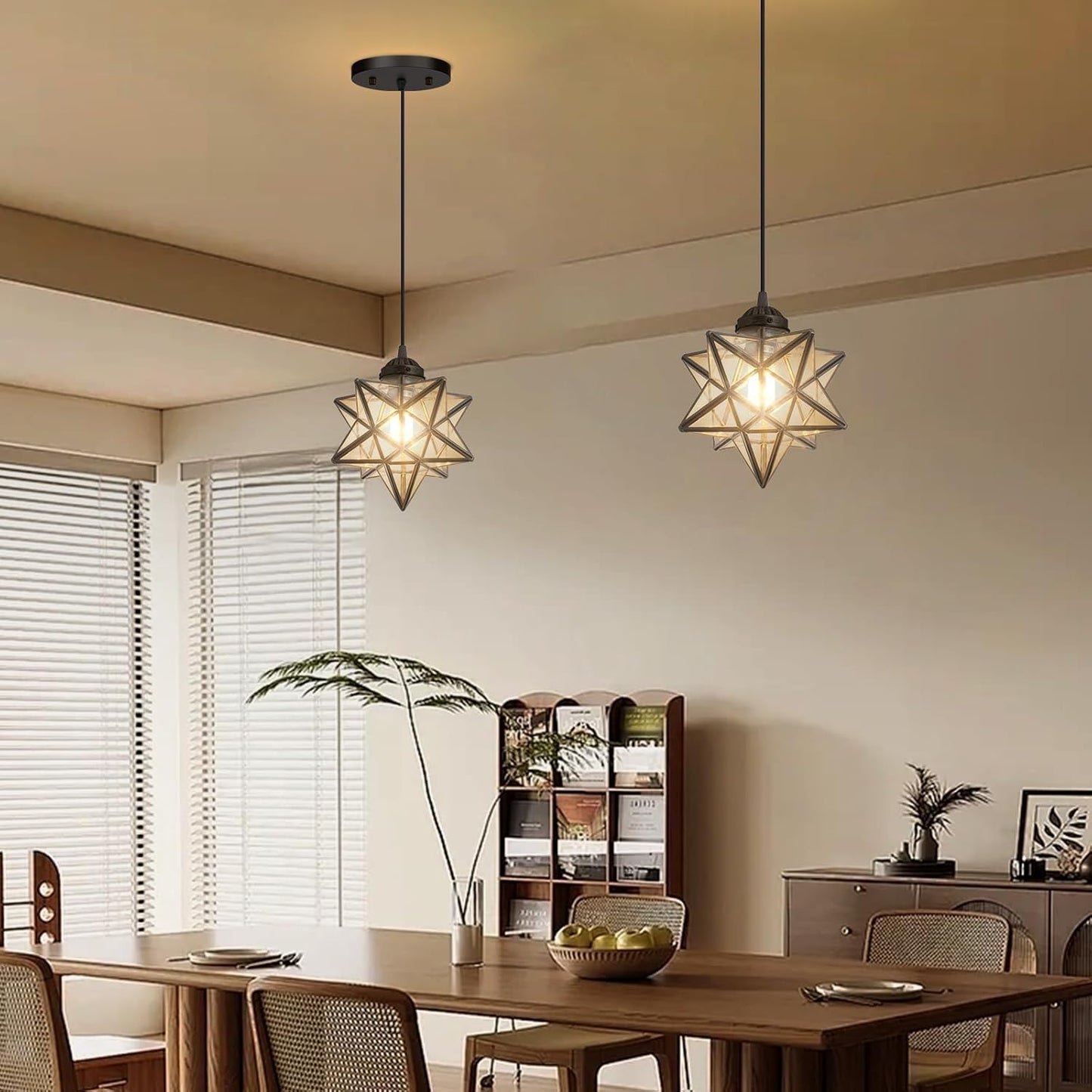 Clear Glass Chandeliers Lighting Pendant Lights for Kitchen Island Dining Room Light Fixture Chandeliers Hanging Light with Warm Light Bulb