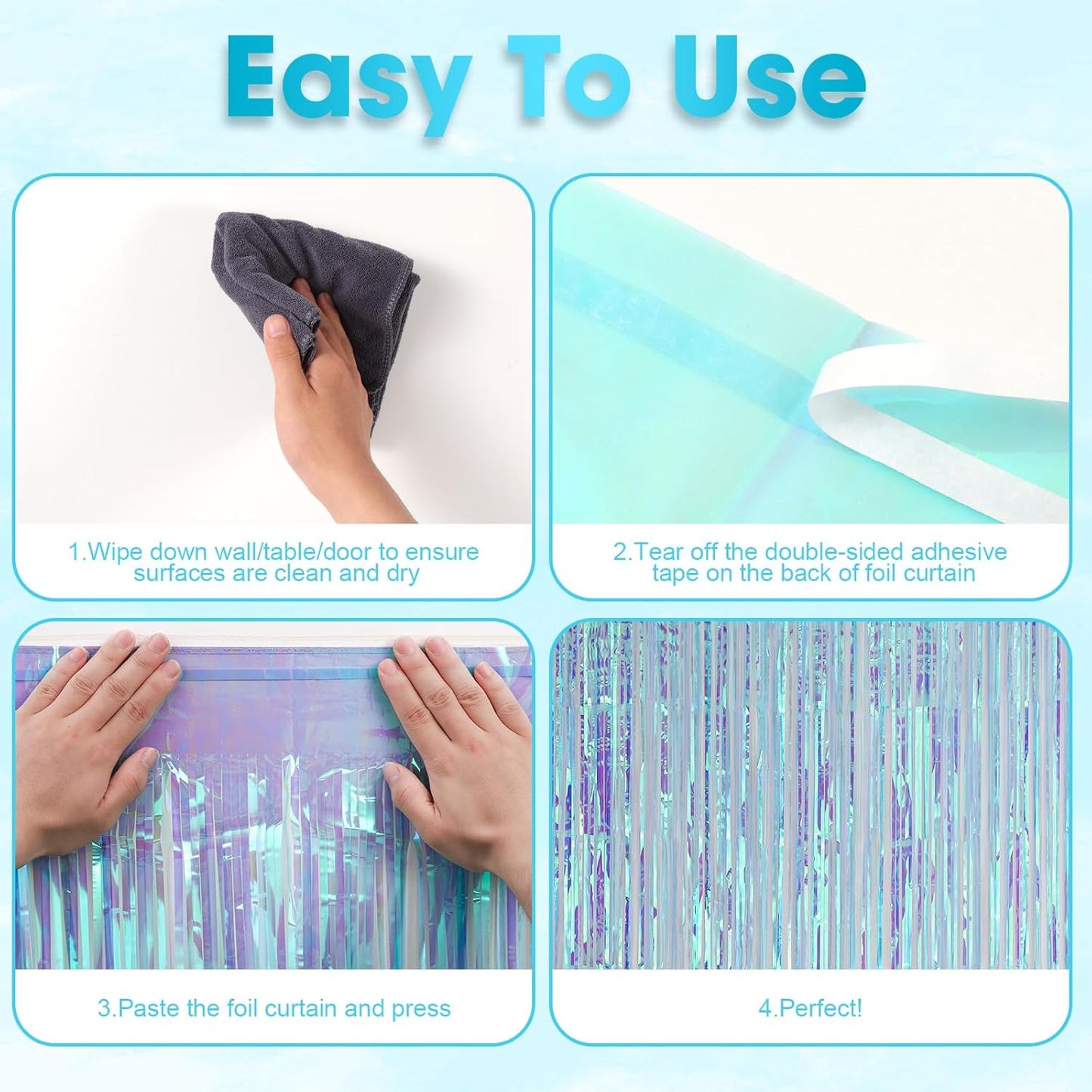 3 Pack 3.3x8.2 Feet Neon Iridescent Foil Fringe Backdrop Curtains, Tinsel Streamers Birthday Party Decorations, Fringe Backdrop for Graduation, Baby Shower, Gender Reveal, Disco Party