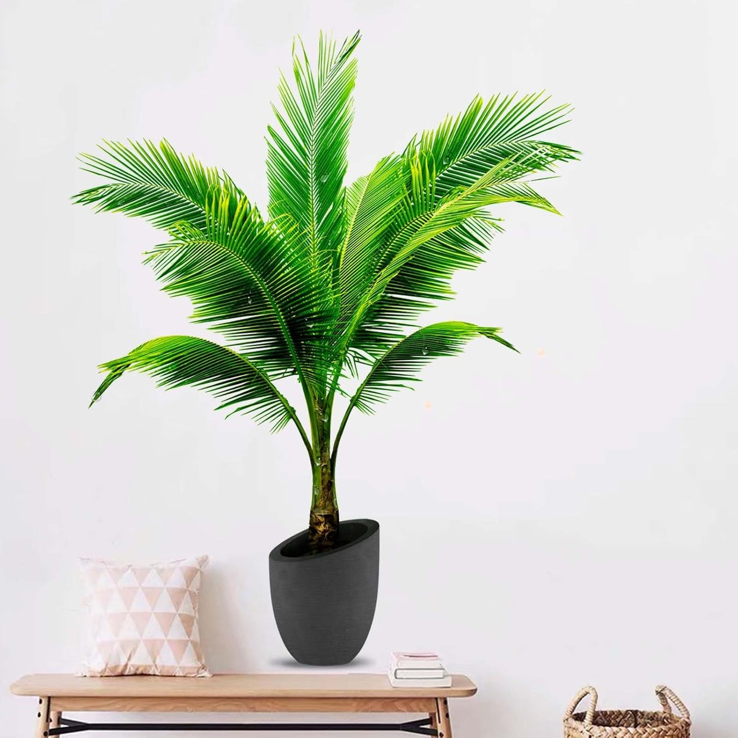 Coconut Palm Potted Plants Wall Stickers - Tropical Plants Tree Leaves Wall Decals - Bedroom Living Room Sofa TV Background Home Wall Decor