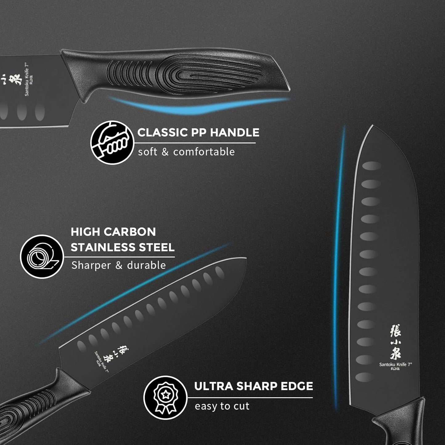 ZHANG XIAO QUAN SINCE 1628 15Pcs Knife Sets for Kitchen with Block,Knife Set with Built-in Sharpener Dishwasher Safe（Master A）