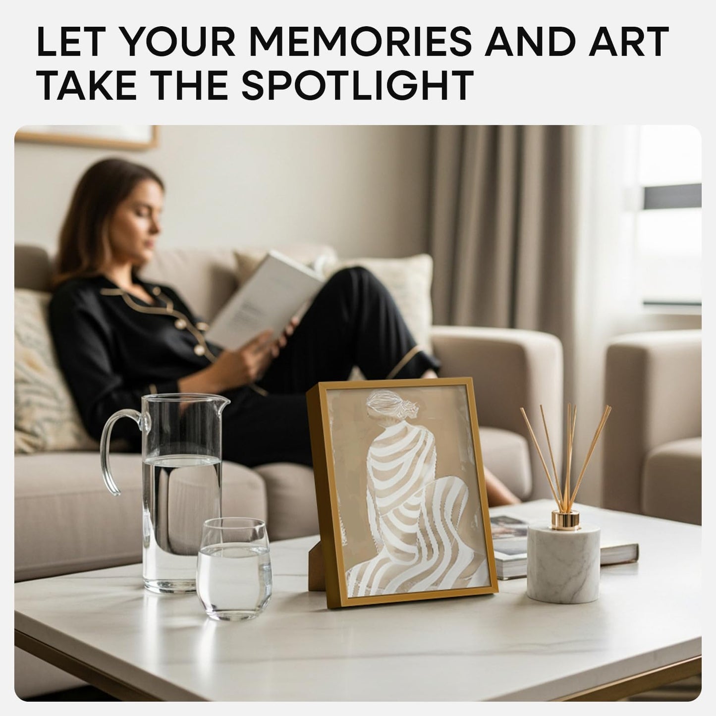 Homeforia 8.5x11 Picture Frame Bronze, High End Metal Brass Frame 8.5 x 11 with Mat 6 by 8 Photo, 11x8.5 Frames Matted to 6x8 Print, 8.5by11 Wall or Tabletop Frames, Tempered Glass, Wall Kit, Set of 1