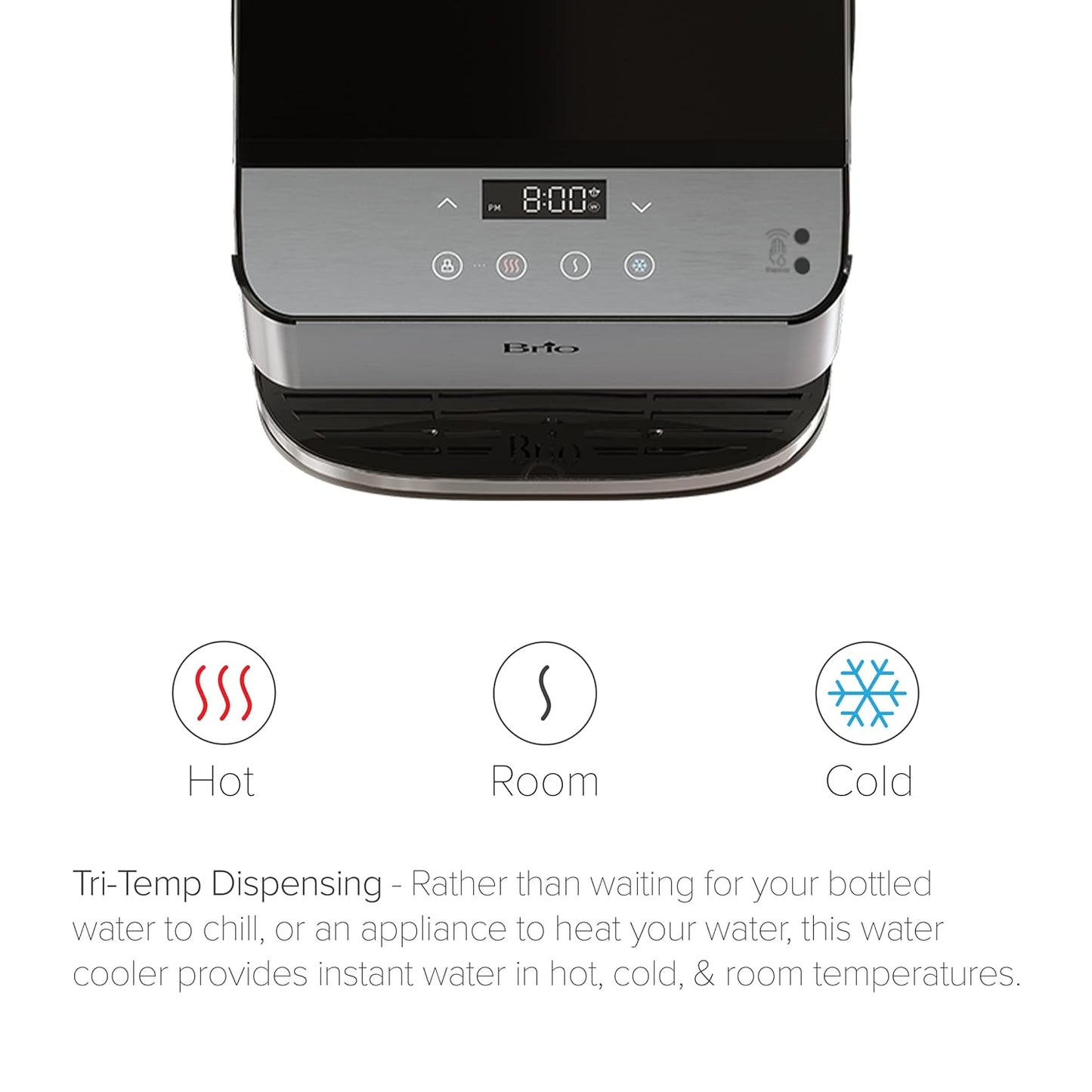 Brio 700 Series Moderna 3-Stage Filter Reduces PFAS & MicroplasticsTouch-Less Countertop Bottle-Less POU Tri-Temperature Digital Water Cooler Dispenser