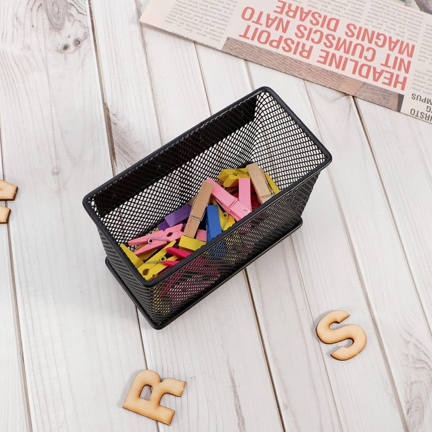 4.5'' × 2.2'' × 3.5'' Magnetic Basket for Whiteboard Black Magnetic Basket for fridge, Magnetic Locker Organizer Holder with 4 Strong Magnets, Magnetic Holder for Refrigerator Locker,