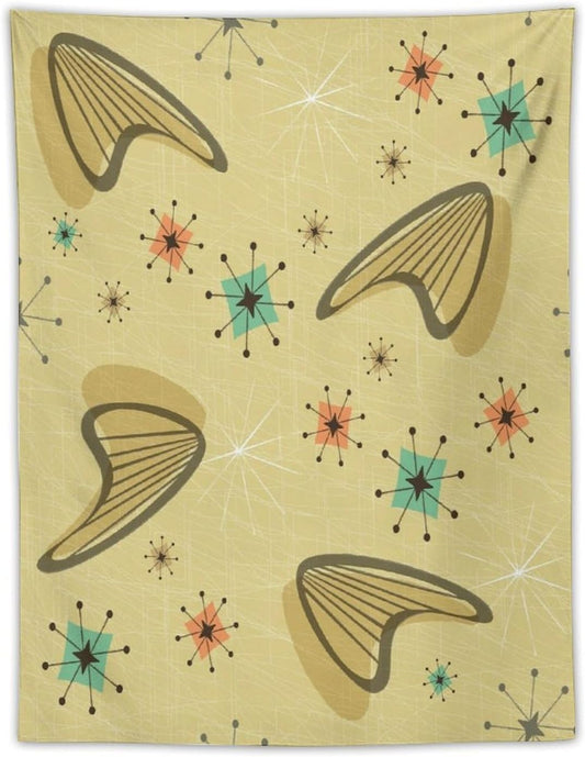 ICMOLYYENLO Boho Medieval Cat Tapestry, Abstract Atomic Starburst Geometric Aesthetic Art Wall Hanging For Bedroom Living Room Dormitory 60x60 Inches