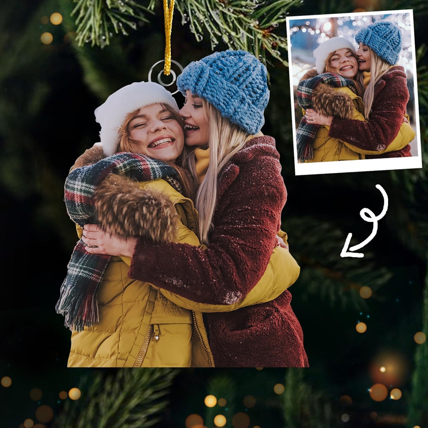 DOPTIKA Personalized 2D Ornaments for Christmas Tree, Friend Christmas Ornaments 2025, Personalized Christmas Picture Ornaments for Friends, Besties, BFF, Friendship Gifts for Women Men