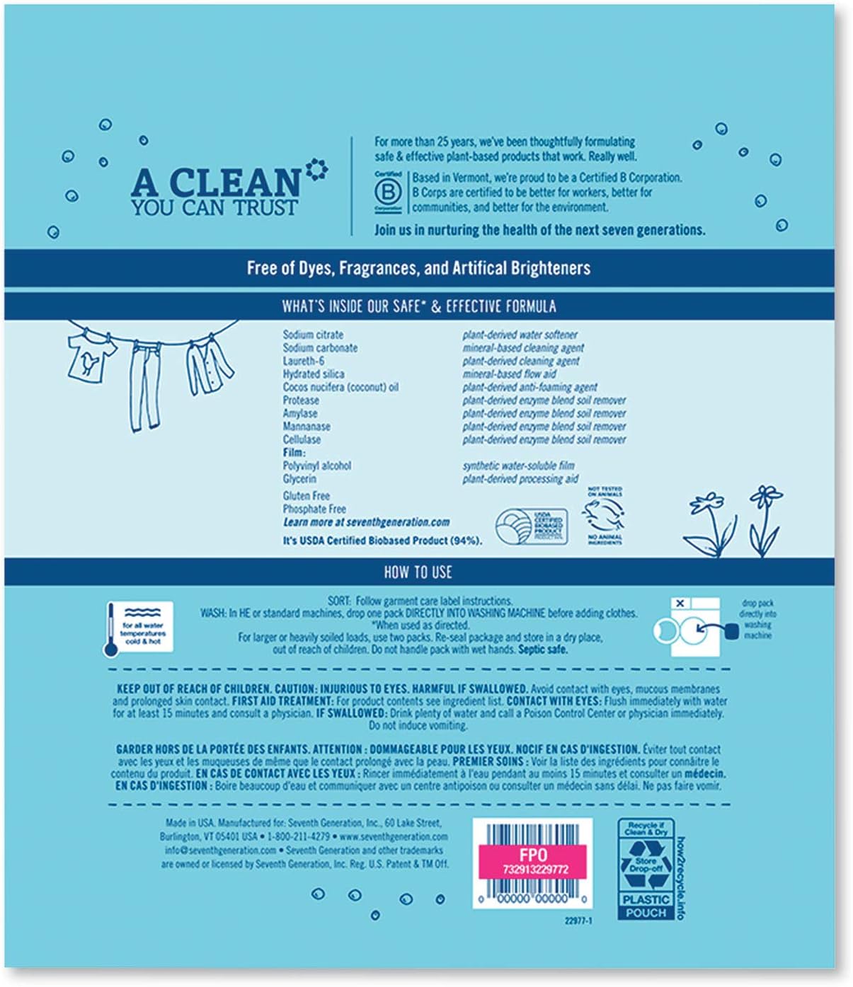 Seventh Generation Laundry Detergent, Citrus & Cedar, 8 Count, Powder