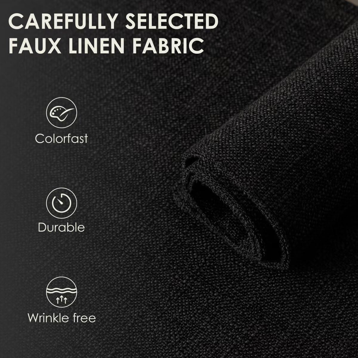 Placemats Set of 6, Bilayer Thickened Linen Place Mats Heat Resistant Machine Washable Wrinkle Free Carefully Selected Polyester Mats for Kitchen/Dining/Coffee Table (Black)