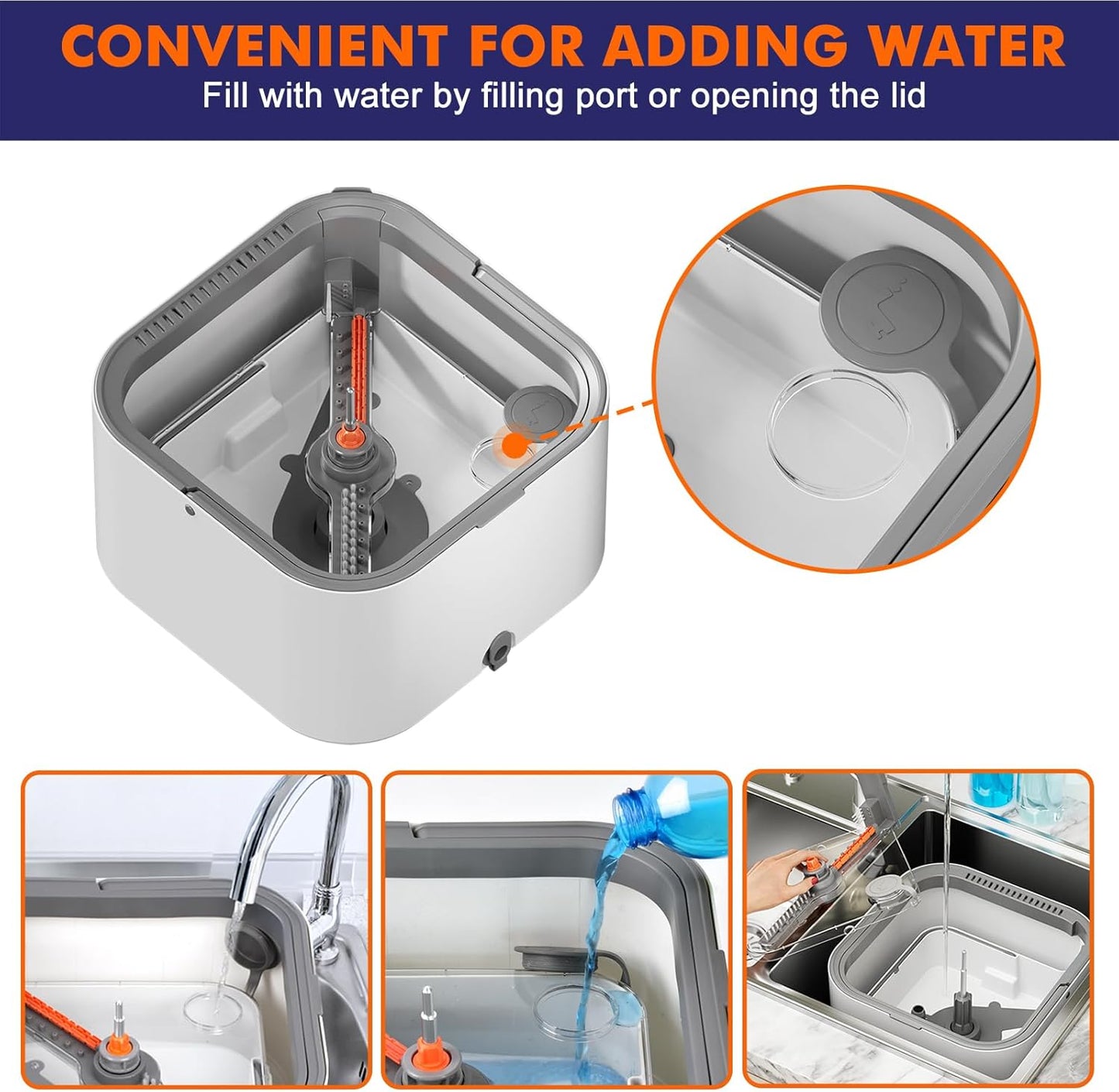 Upgraded Self-Standing Spin Mop and Bucket System, Detachable Inner Mop Bucket That Separates Dirty Water & 90° Foldable Head, Triple-Scrubbing System, for Hardwood Floors - White with 6 Pads