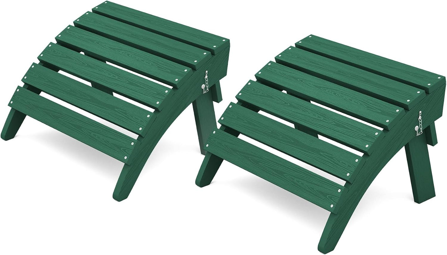 KINGYES Folding Adirondack Ottomans Set of 2 for Adirondack Chair, Green