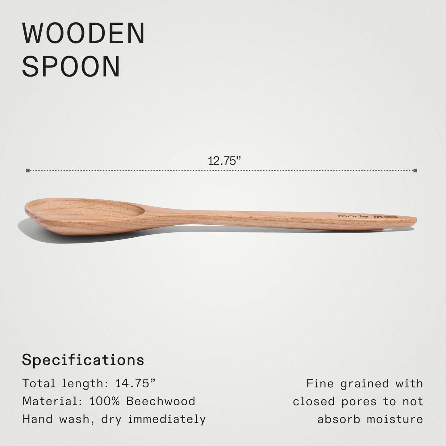 Made In Cookware - Wooden Spoon - Handcrafted for Thorough Mixing and Gentle Cookware Care - Crafted in Hungary