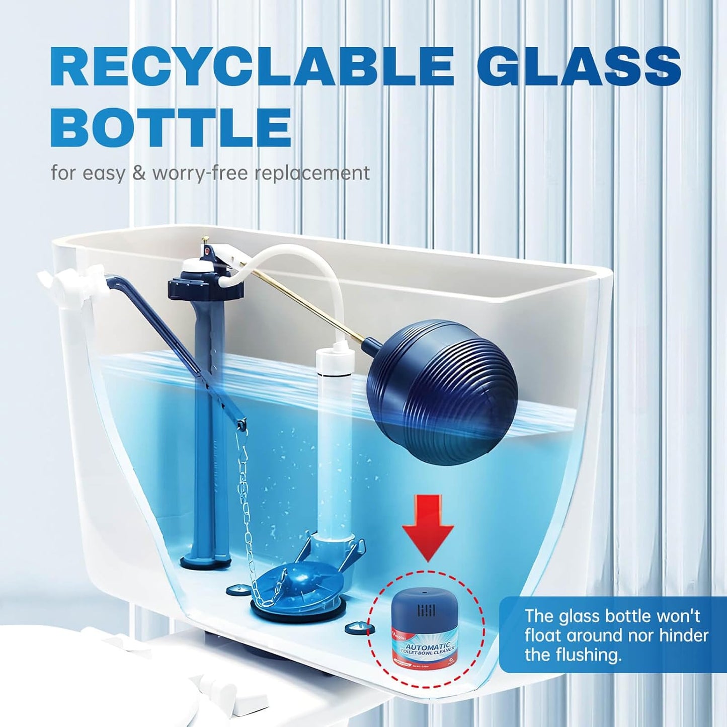 Vacplus Toilet Bowl Cleaners - 3 Pack, Krazy Clean Automatic Long-Lasting Toilet Cleaner Bottles, Easy-to-Use & Powerful Cleaning