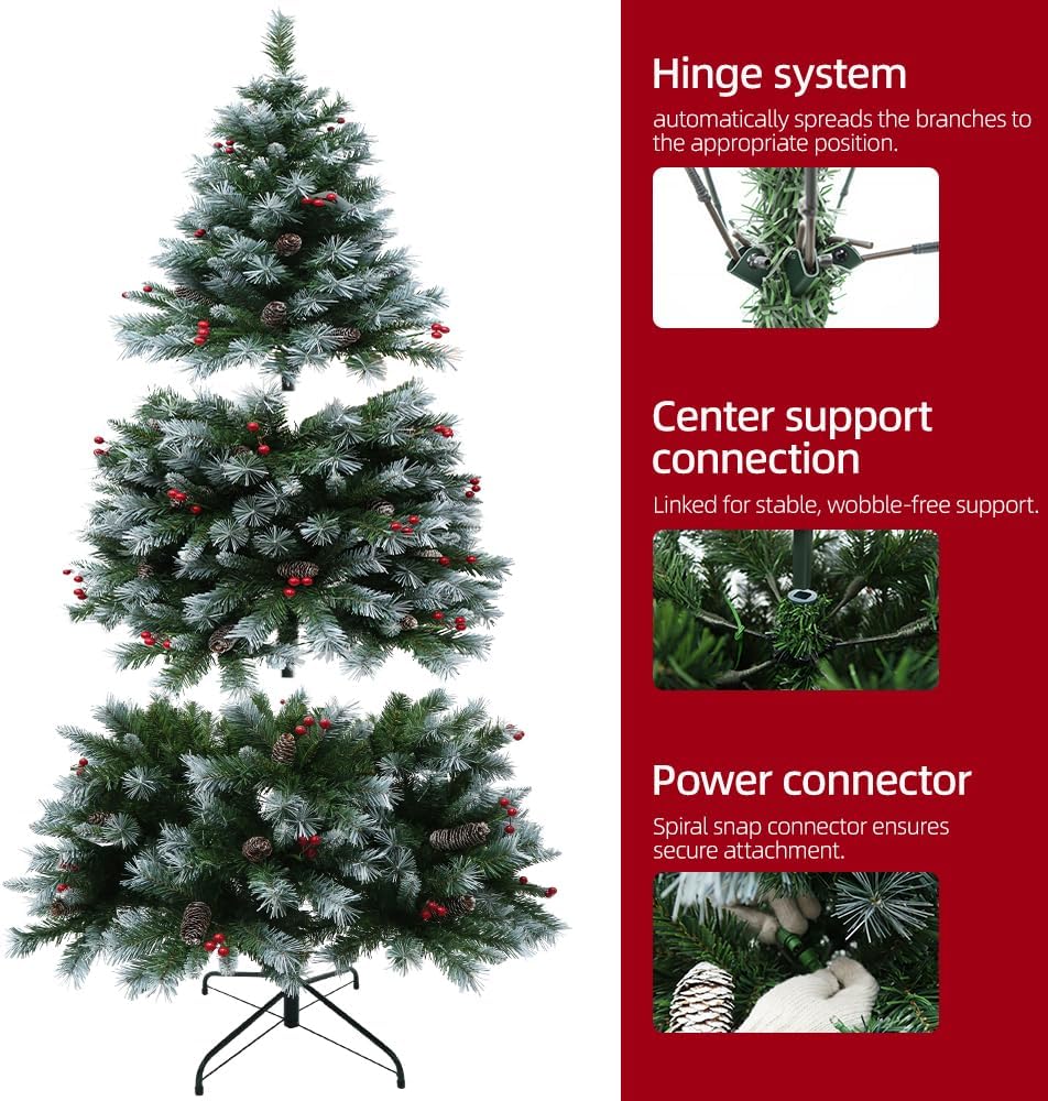 Prelit Christmas Tree with Lights 9ft - Premium Artificial Christmas Tree, with 2270 Branch Tips and 900 Warm Lightsm, Support Automatique, Easy Assembly,Perfect Choice for Xmas Decorations