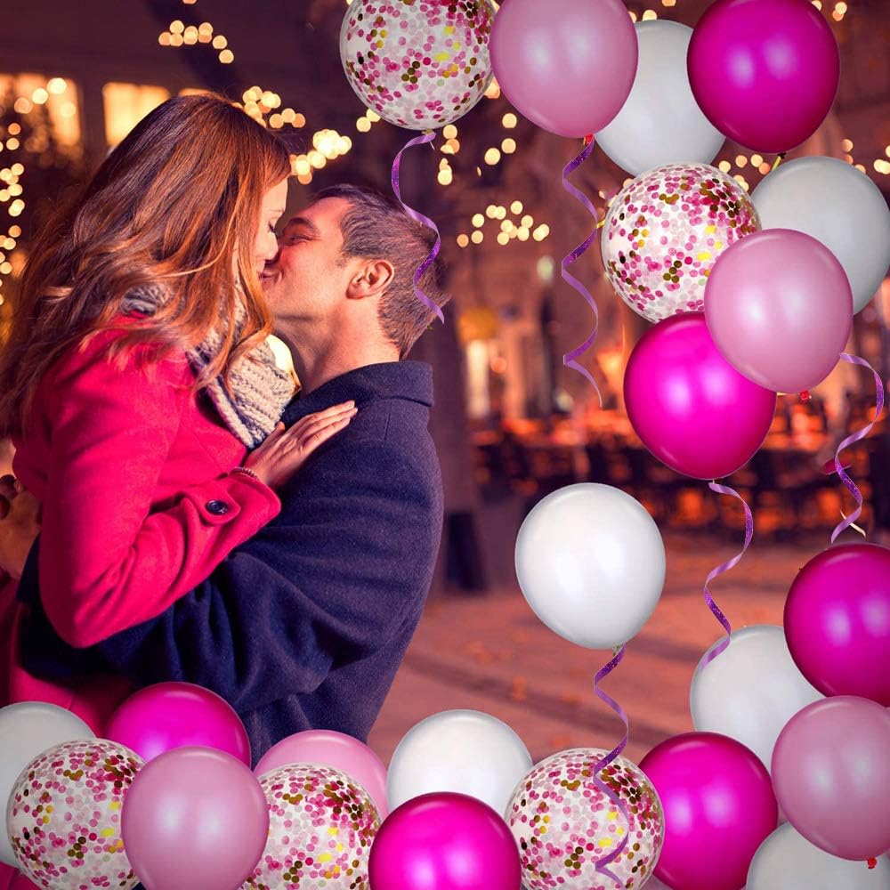 BEISHIDA 500 Yards Hot Pink Crimped Curling Ribbon Shiny Metallic Balloon String Roll Gift Wrapping Ribbon for Party Festival Art Craft Decor Florist Flowers Decoration