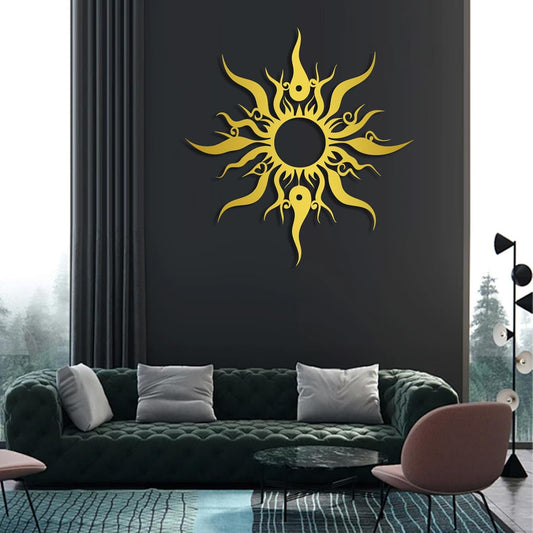 Hotuijxca Metal Wacky Sun Wall Art, Wacky Sun Metal Decor for Livingroom, Bedroom (Gold, 39"x38"/100x96cm, metal wall art)