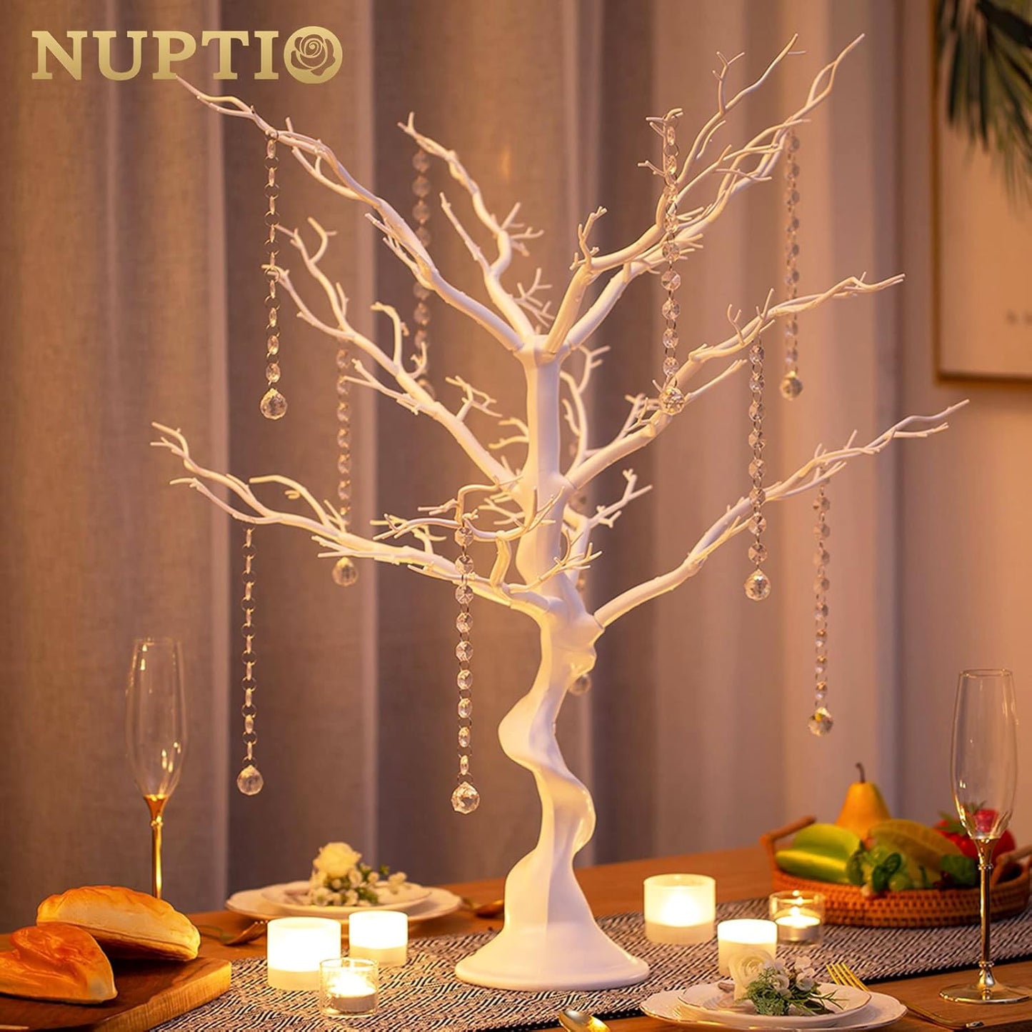 NUPTIO White Christmas Tree Branch: Artificial 30 inch Tall Halloween Manzanita Tree Centerpiece Wedding Centerpieces for Table - Decorative Ornament Display Tree for Decoration Weddings (2 Pc)