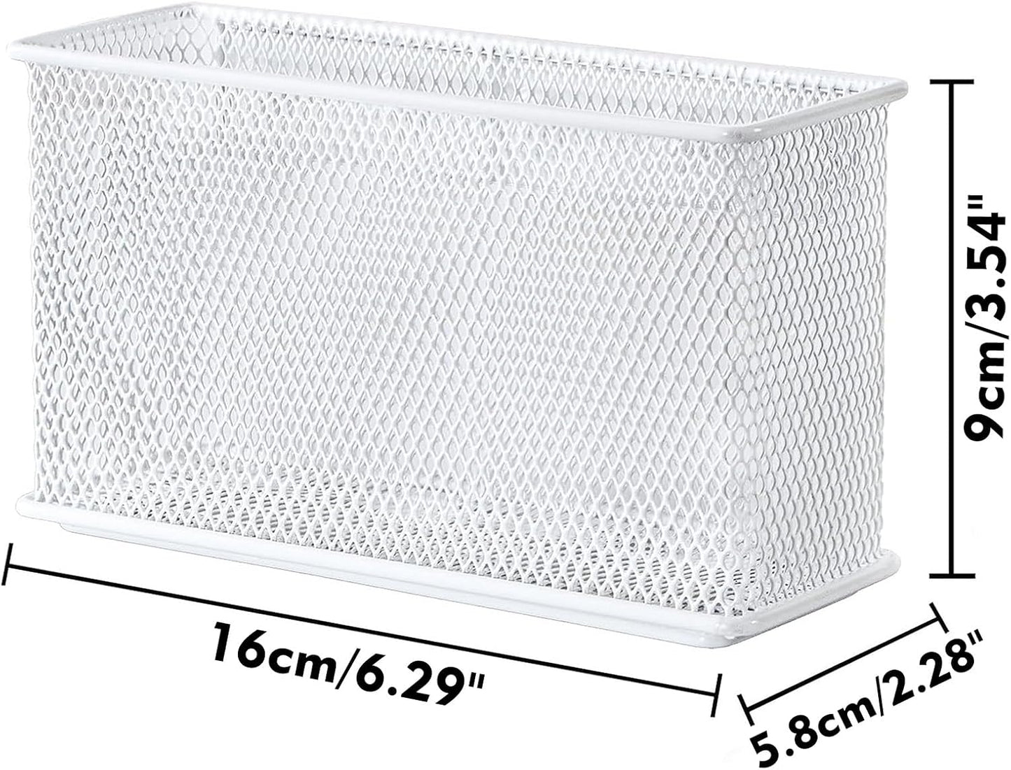 White Magnetic Basket, Magnetic Shelf Pencil Holder for Refrigerator, Wire Mesh Magnetic Bin, Magnetic Organizer Whiteboard Desktop Storage, 6.29"x2.28"x3.54"