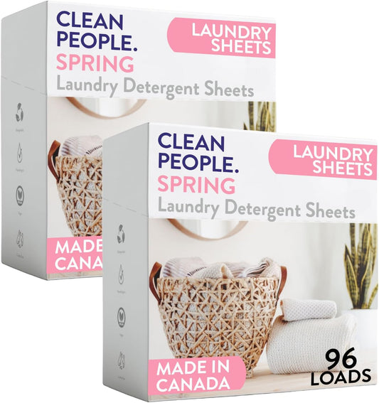 The Clean People Laundry Detergent Sheets - Laundry Soap - Ultra Concentrated, Recyclable Packaging, Stain Fighting - Spring Scent, 192 Pack