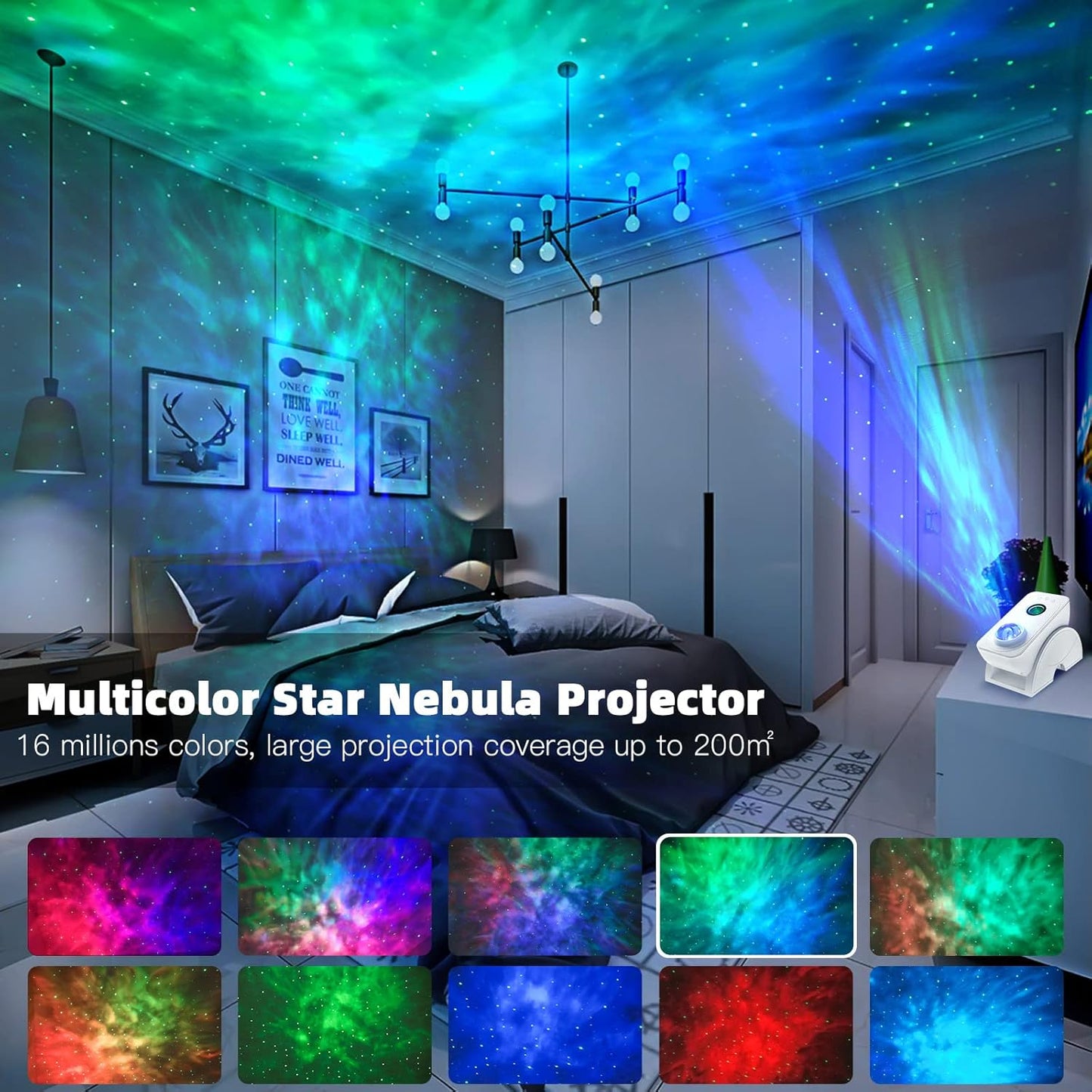 Smart Star Light Galaxy Projector, Home Planetarium Projector, Rotatable Nebula Cloud Stars, DIY Scenes, 24H Timer Modes Starry Projector for Bedroom (Rectangle)