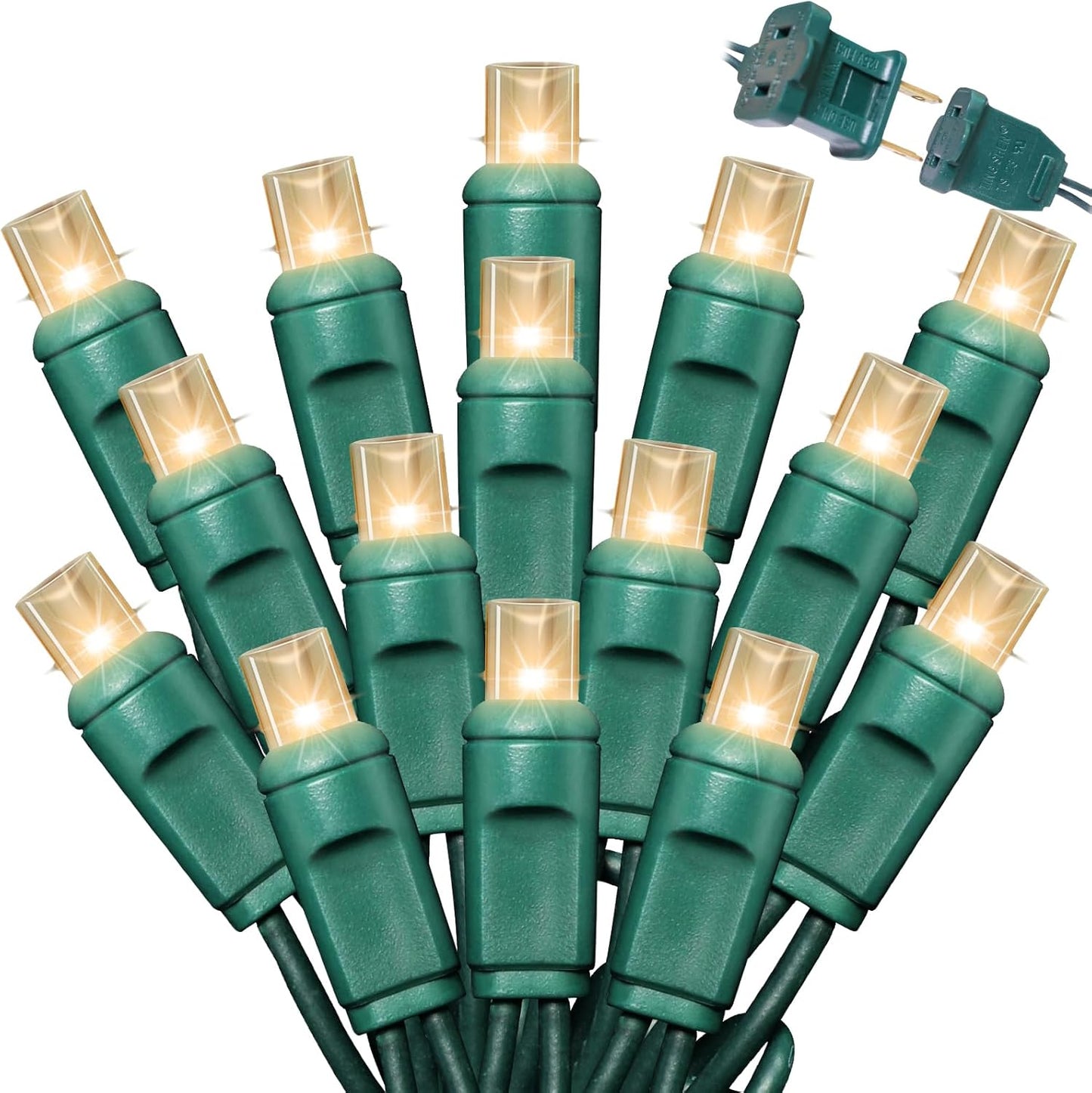 200LED (4pk of 50L) String Lights,Twinkle, LED Christmas Lights, 6" SPACING,Green Wire,Warm White