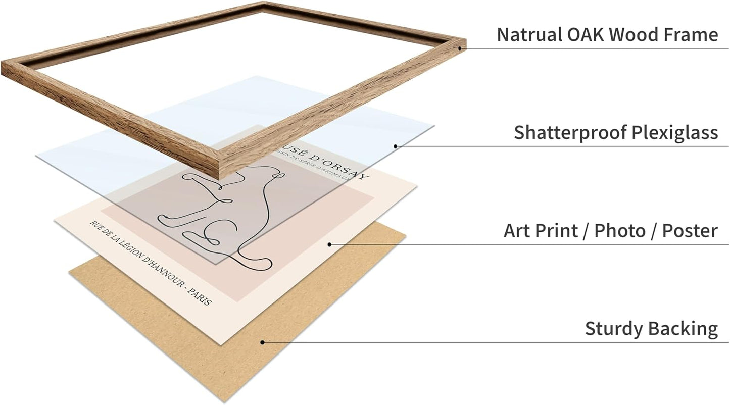 Poster Master Vintage Poster - Retro One Line Dog Drawing Print - Dog Art - Minimal Gift for Men, Women, Animal Lover - Abstract Wall Decor for Home, Office, Bedroom, 16x20 Beige Framed
