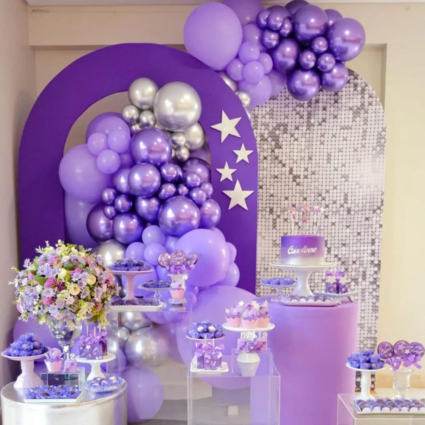 130pcs Purple Balloons Different Sizes 18" 12" 10" 5" Party Latex Balloons for Birthday Baby Shower Halloween Wedding Valentine's Day Party Bachelorette Decorations