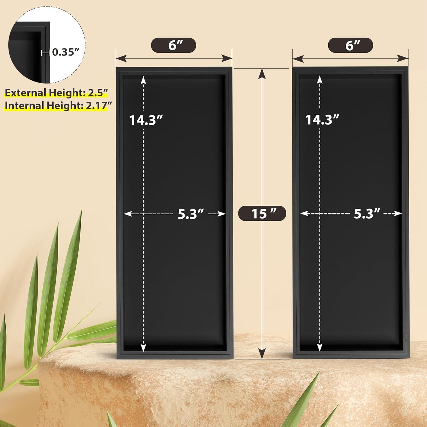 Kitchen Drawer Organizer Bins, Stackable Bamboo Drawer Organizer for Silverware, 2 Pcs Toilet Paper Basket Holder, Wood Bathroom Tray Countertop, Toilet Tank Tray Black 15" x 6" x 2.5"