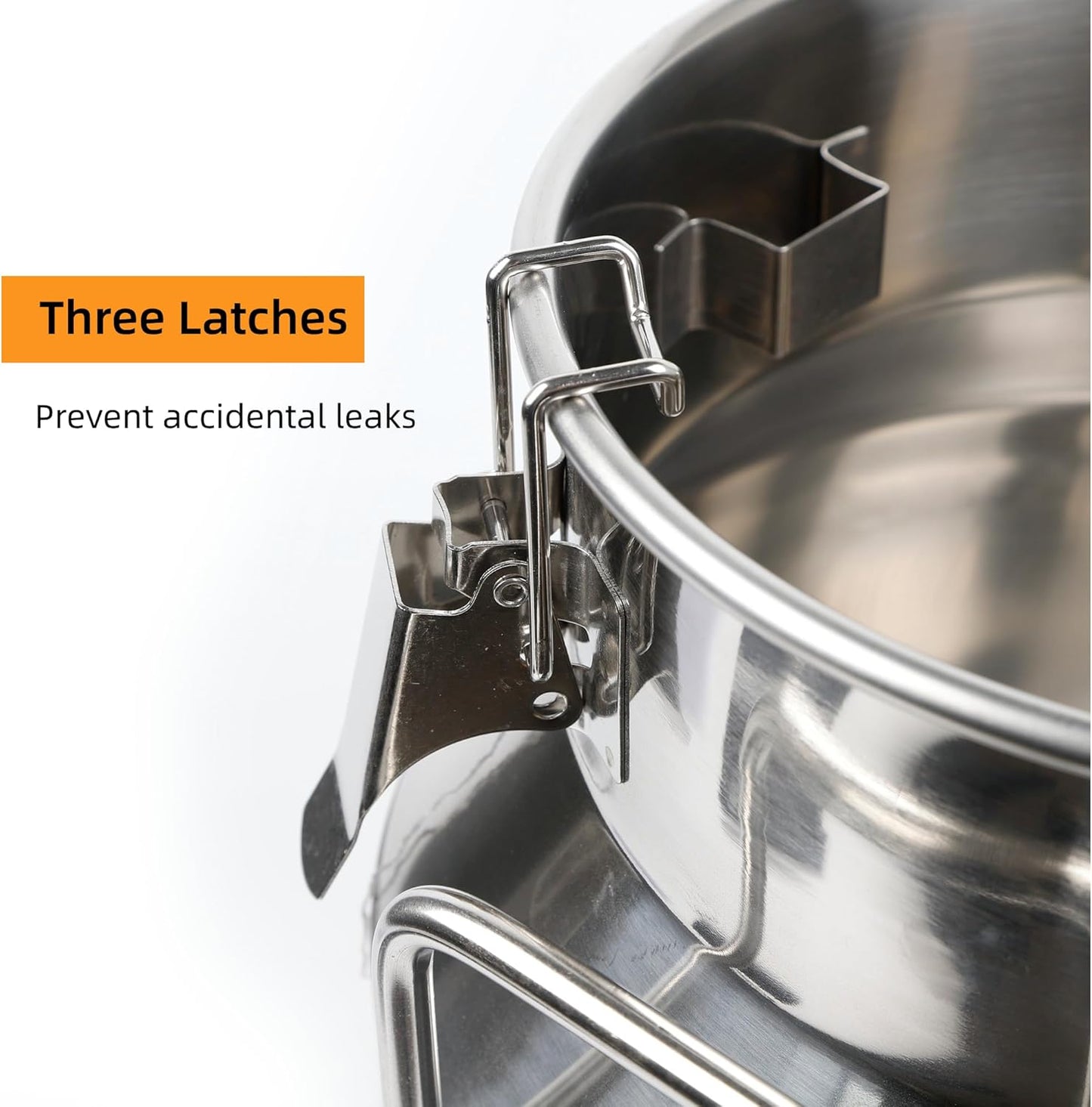 Stainless Steel Milk Can, 40L/10.6 Gallon Heavy Duty Airtight Storage Canister Milk Bucket with Lid, Embedded Silicone Milk Jug Wine Pail Water Cereals Bucket with Three Latches and Two Handles