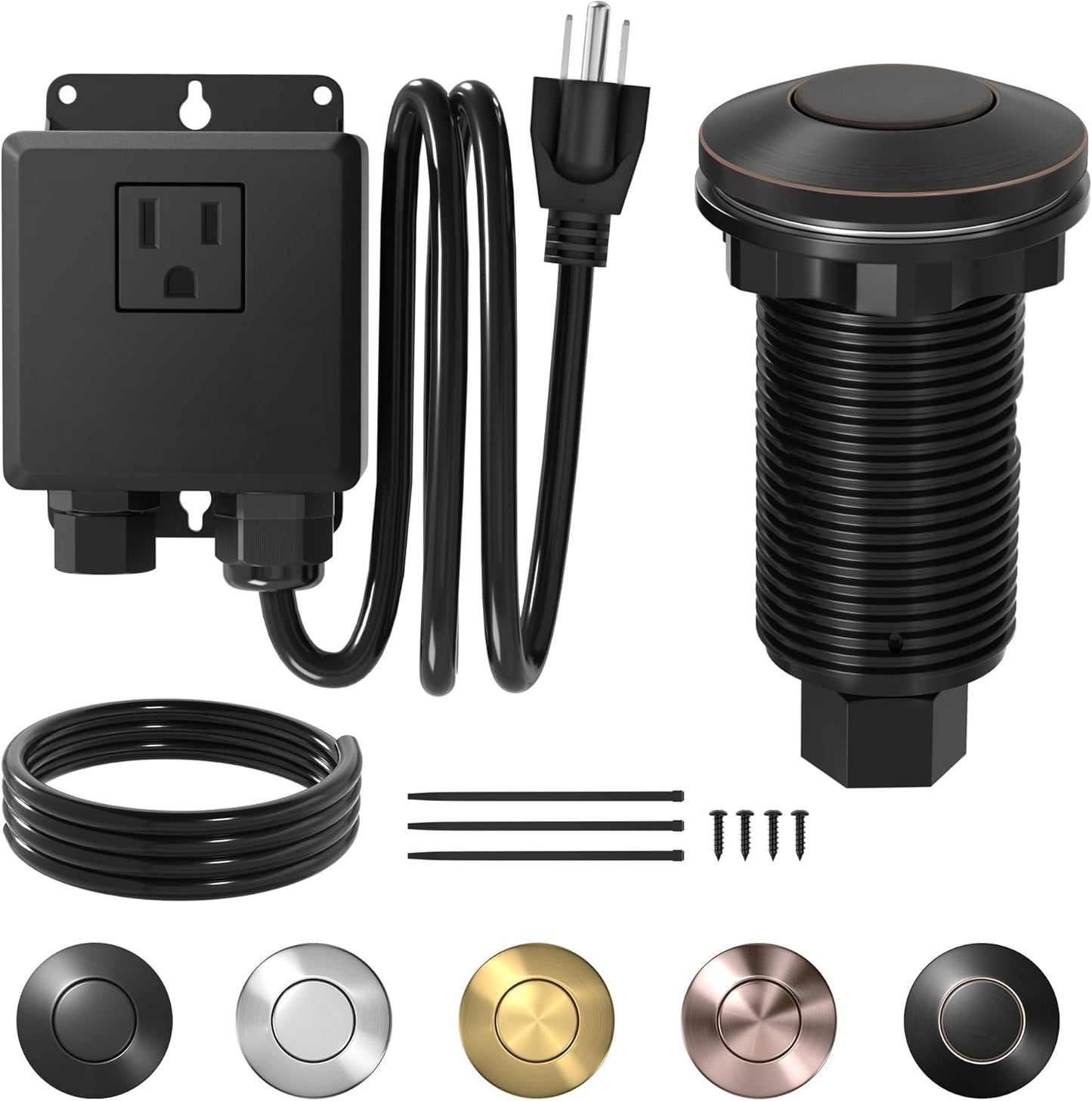 Joinfworld Garbage Disposal Air Switch Kit Waterproof Garbage Disposal Button Kit with Long Garbage Disposal Switch Oil Rubbed Bronze - UL Listed