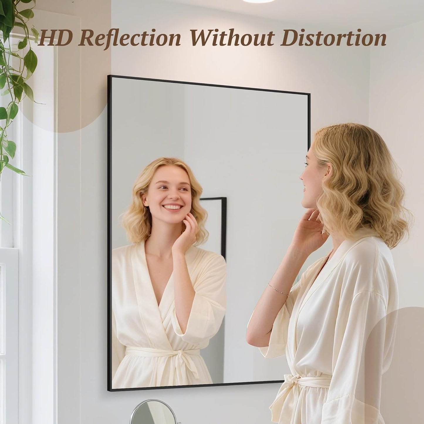 Bathroom Mirror 55" x 30", Large Rectangle Wall Mirror, Black Metal Frame Wall Mounted Mirrors for Bathroom, Vanity, Bedroom, Entryway Decor(Horizontal/Vertical)