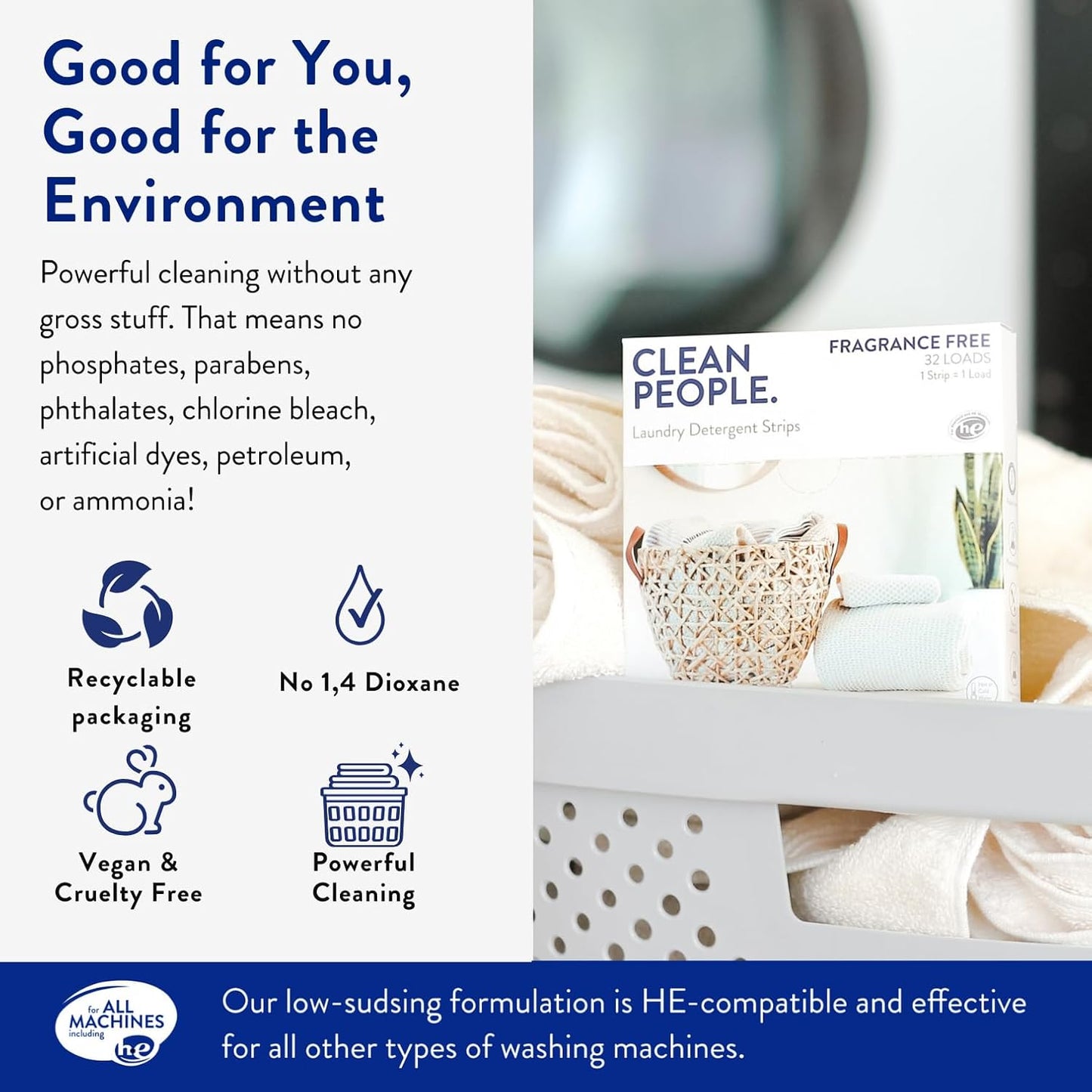 The Clean People Laundry Detergent Sheets - Laundry Soap - Ultra Concentrated, Recyclable Packaging, Stain Fighting - Peppermint, 192 Pack