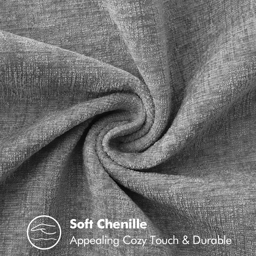 MIULEE Pack of 2 Couch Throw Pillow Covers 18x18 Inch Dark Gray Farmhouse Decorative Pillow Covers with Stitched Edge Soft Chenille Solid Dyed Spring Pillow Covers for Sofa Bed Living Room