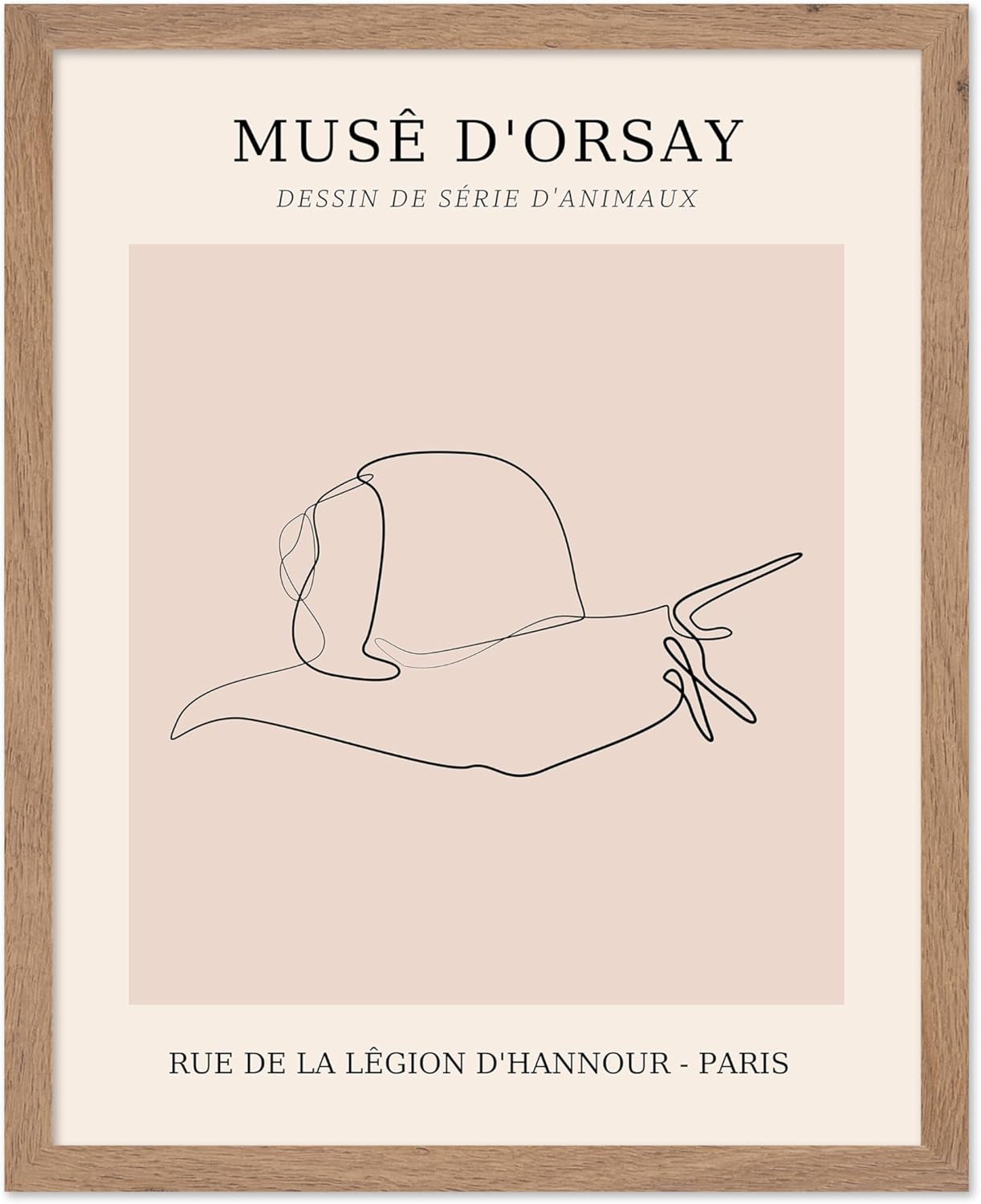 Poster Master Vintage Poster - Retro One Line Snail Drawing Print - Snail Line Art - Minimal Gift for Men, Women, Animal Lover - Abstract Wall Decor for Home, Office, 16x20 Beige Framed