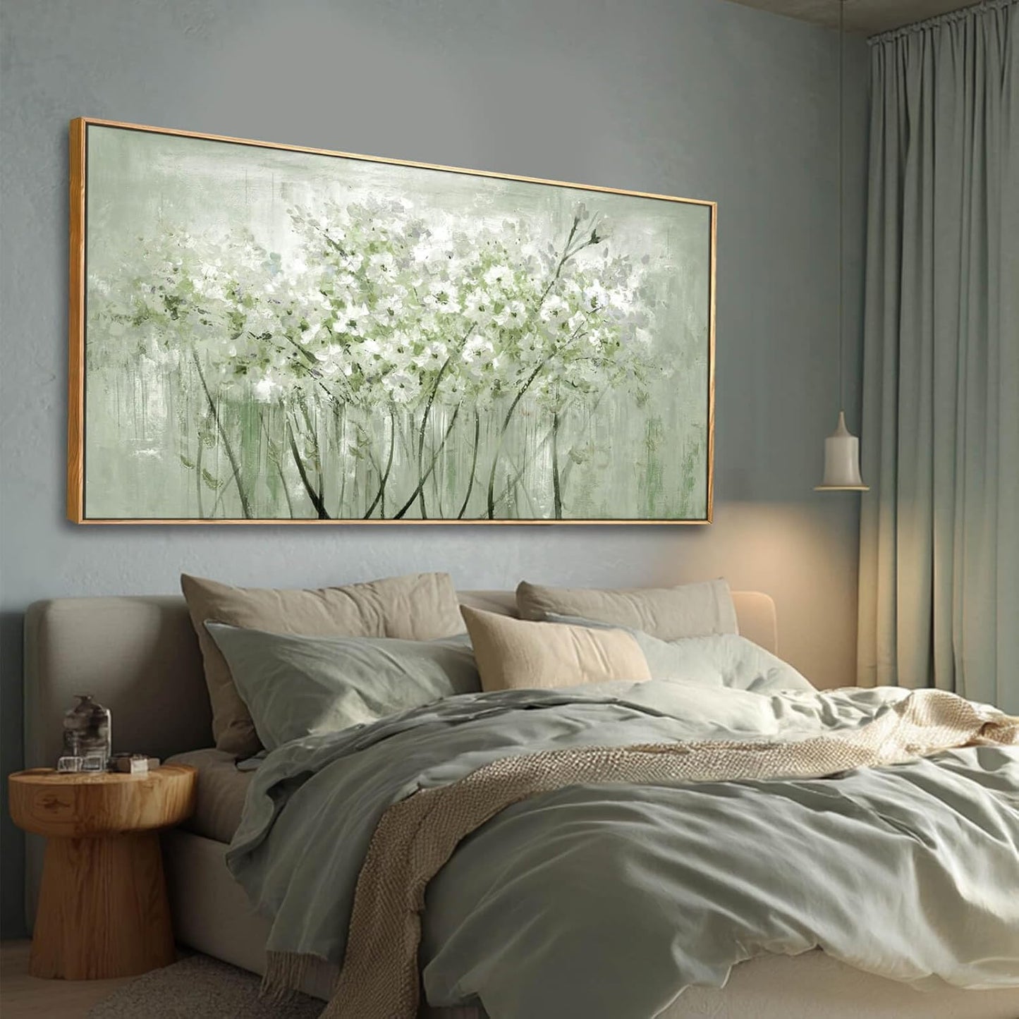 Framed Floral Wall Art Green botanical Canvas 24"x48" Artwork plant print Nature Wall Decor for Home Living Room Bedroom Kitchen Office