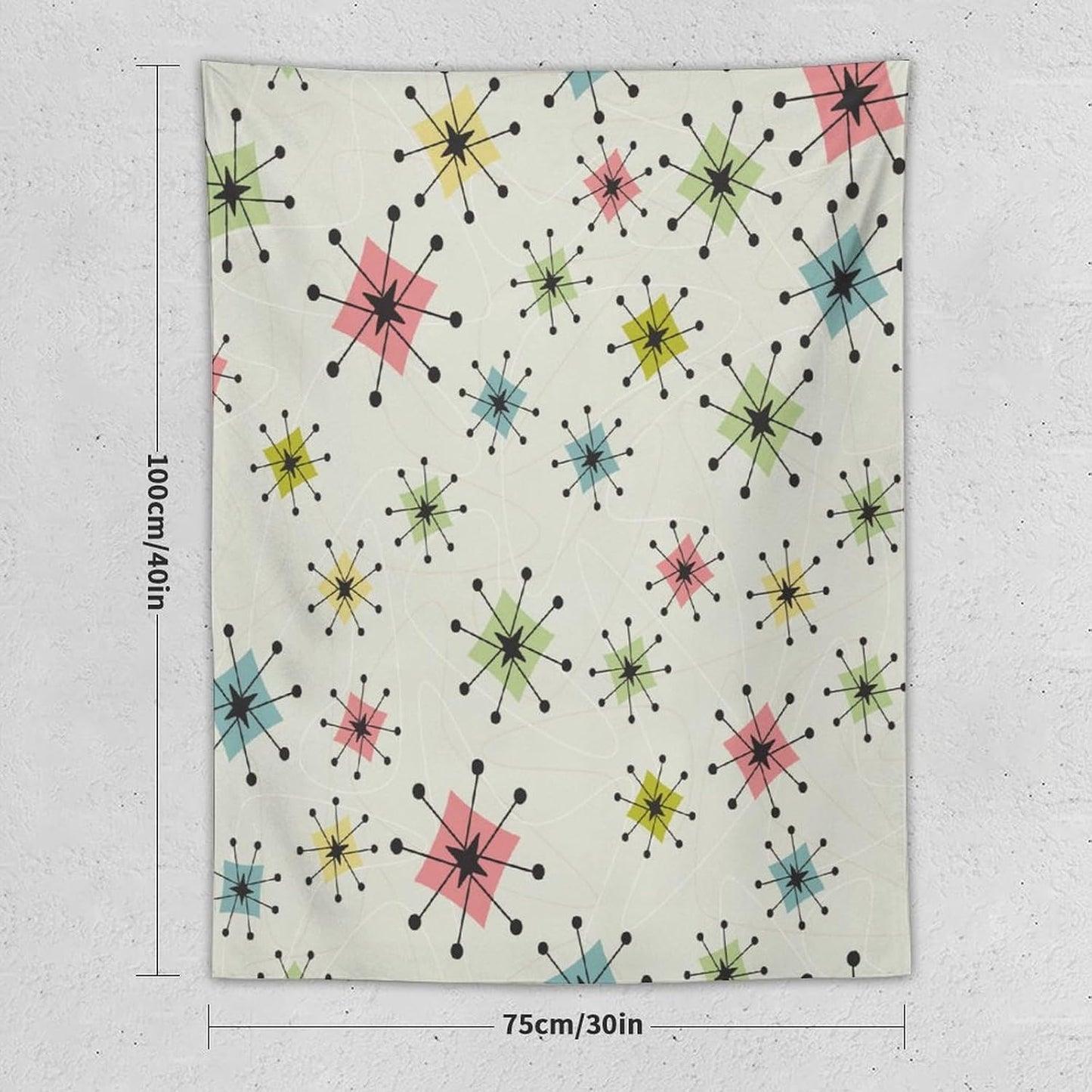 ICMOLYYENLO Abstract Cat Tapestry, Medieval Abstract Atomic Star Cat Vintage Home Wall Hanging Art Tapestry for Bedroom Living Room Dormitory 50x60 Inch