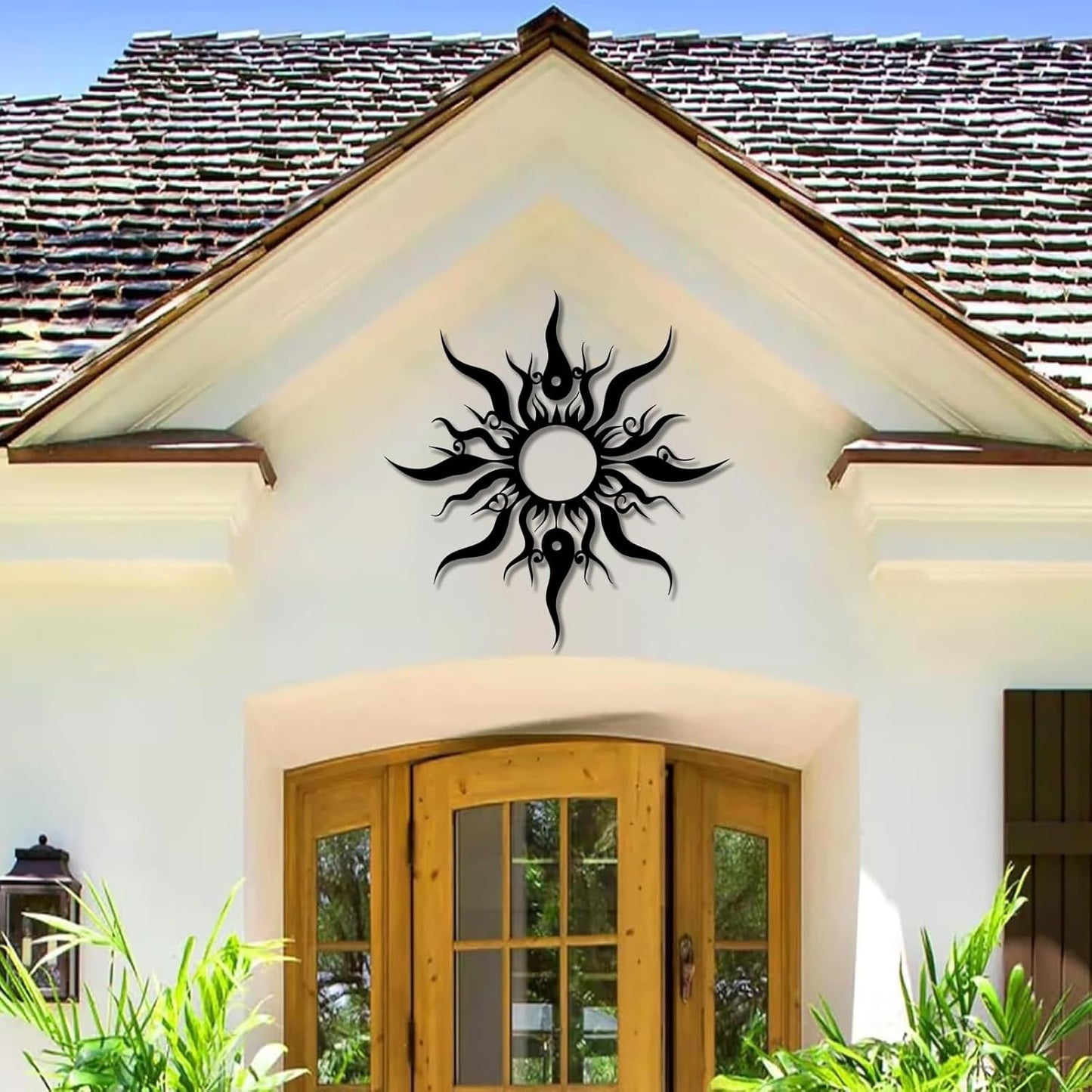 Hotuijxca Metal Wacky Sun Wall Art, Wacky Sun Metal Decor for Livingroom, Bedroom (Black, 39"x38"/100x96cm, metal wall art)