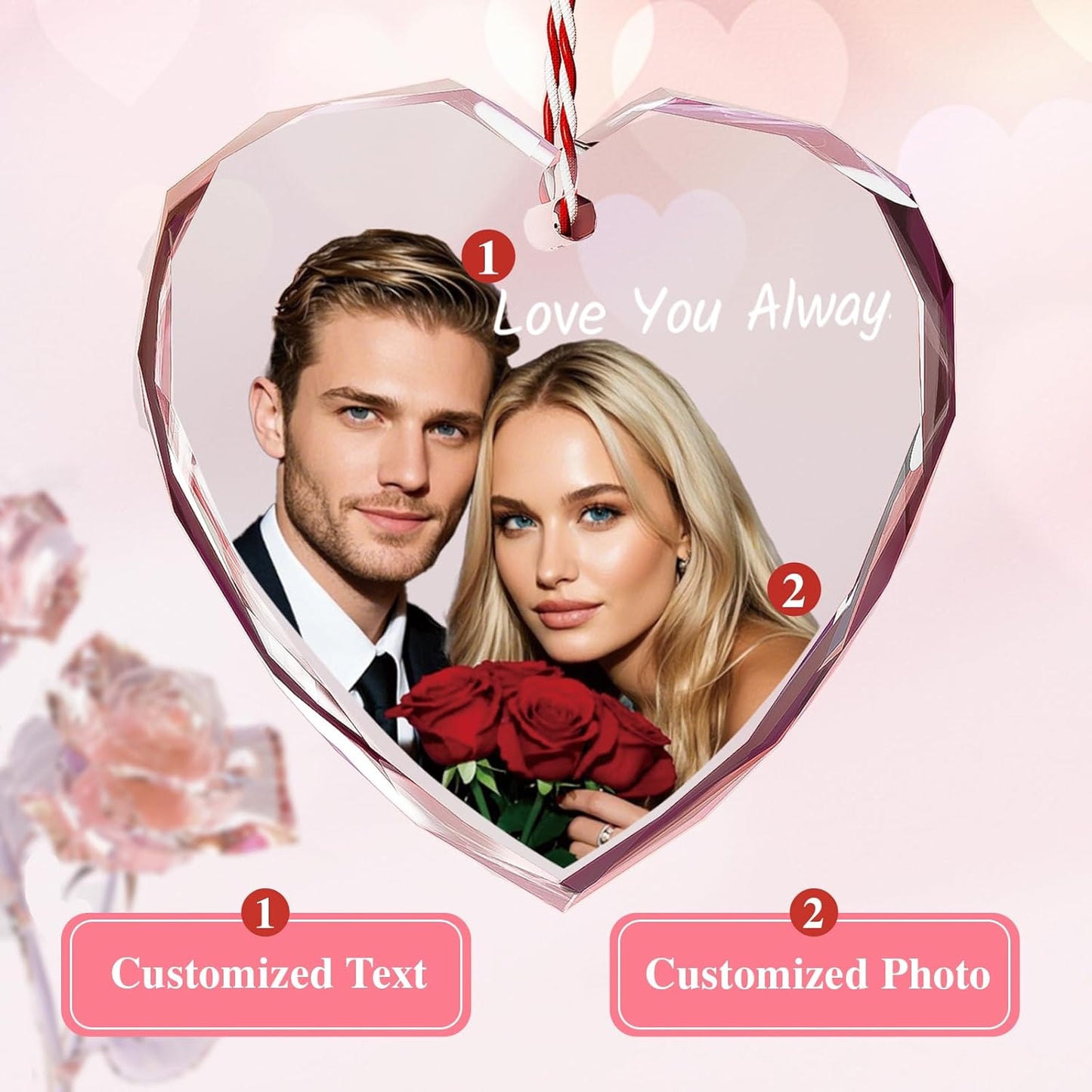 Bemaystar Personalized Crystal Ornaments,Personalized Gifts for Men Women,Customized Gifts for Boyfriend Husband