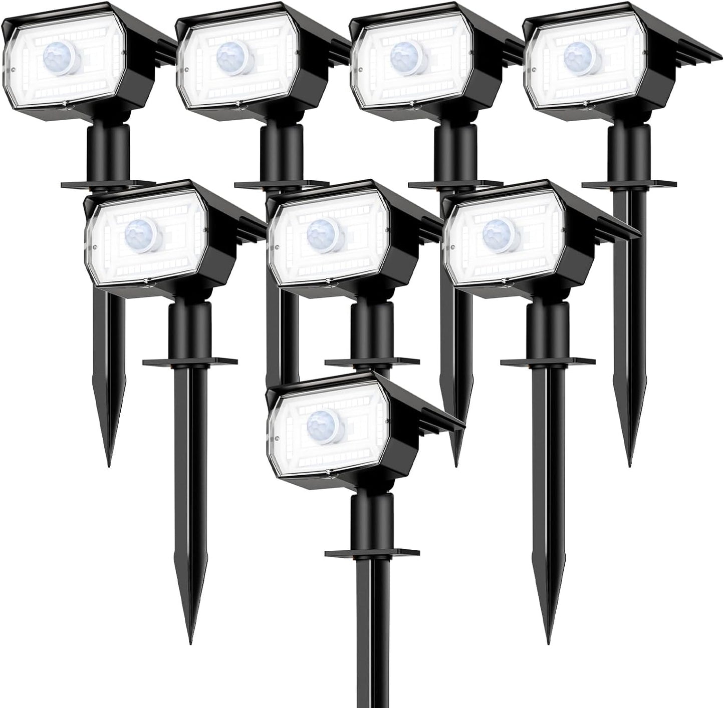 [ 8 Pack/56 LED ] Solar Lights Outdoor Motion Sensor, Spot Landscape Lighting with 3 Modes, Waterproof Spotlights Dusk to Dawn for Outside Yard Tree Garden Pathway Sidewalk Driveway, Cool White