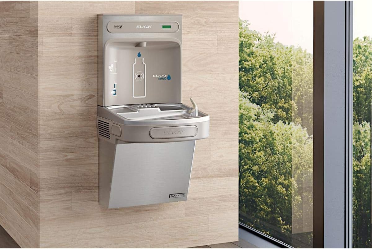 Elkay EZSG8WSK EZH20 18-3/8" Wall Mounted Single Station Hands Free Bottle Filler Combo with Cooler - Stainless Steel