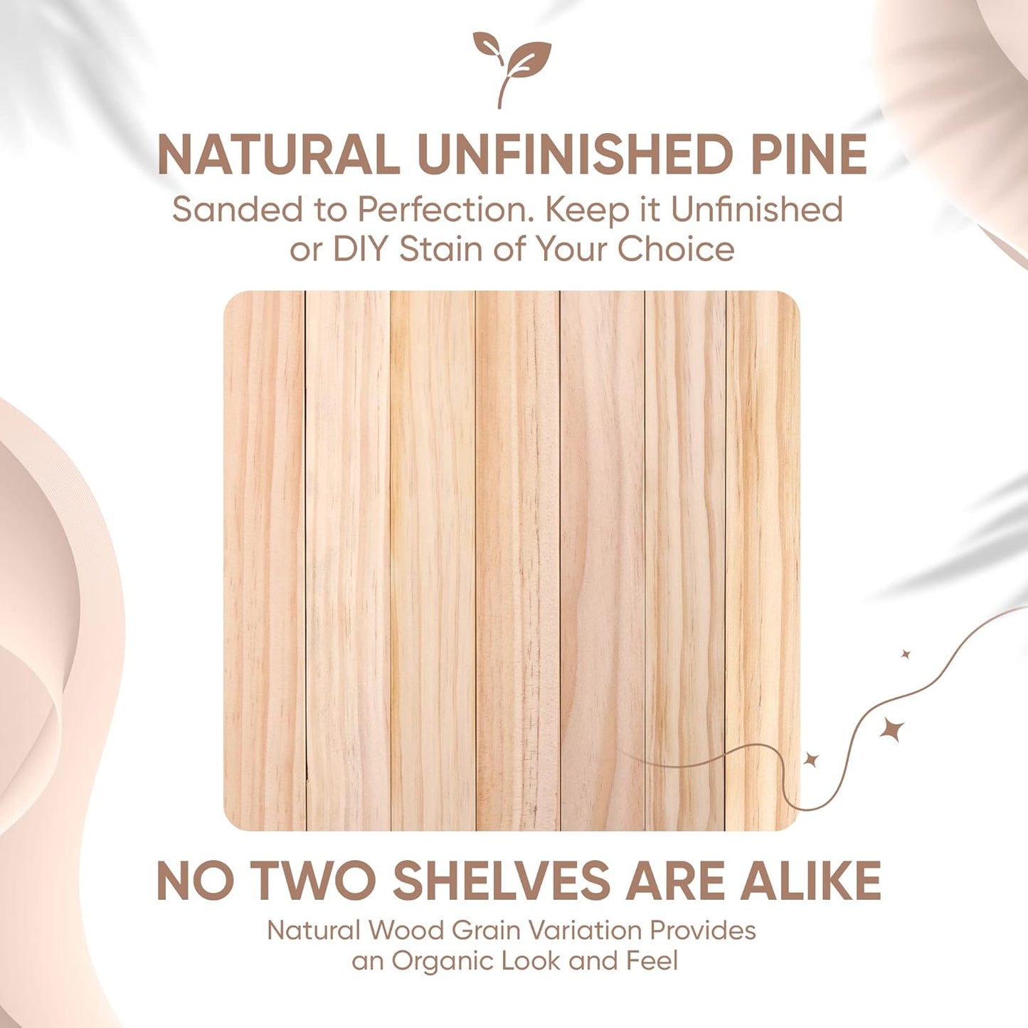 Homeforia 18 inch Wood Floating Shelves, High End Solid Natural Wood 18inch Floating Shelf for Wall Mounted, Unfinished Wooden 18in Floating Shelves, Heavy Duty Bracket, 18 X 6.5 X 1.75 inch, Set of 4