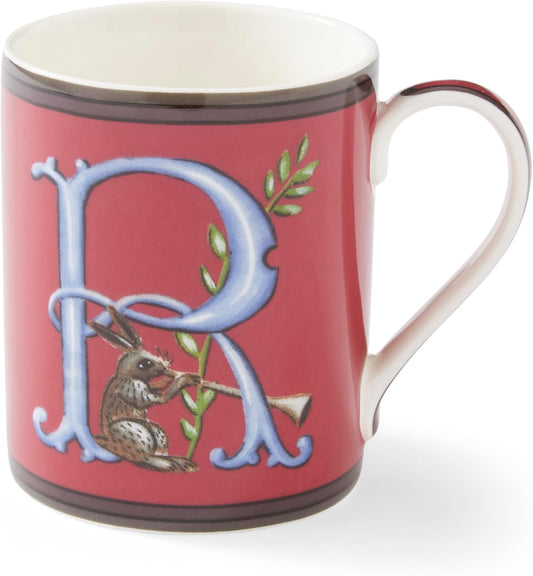 Spode Kit Kemp 12oz Mug in Fine China, R Initial - Custom Coffee Cup for Hot Beverages, Personalized Gift Idea for Her, Him, Friends, Coffee Lovers - Stylish Letter Mug for Daily Use, Dishwasher Safe