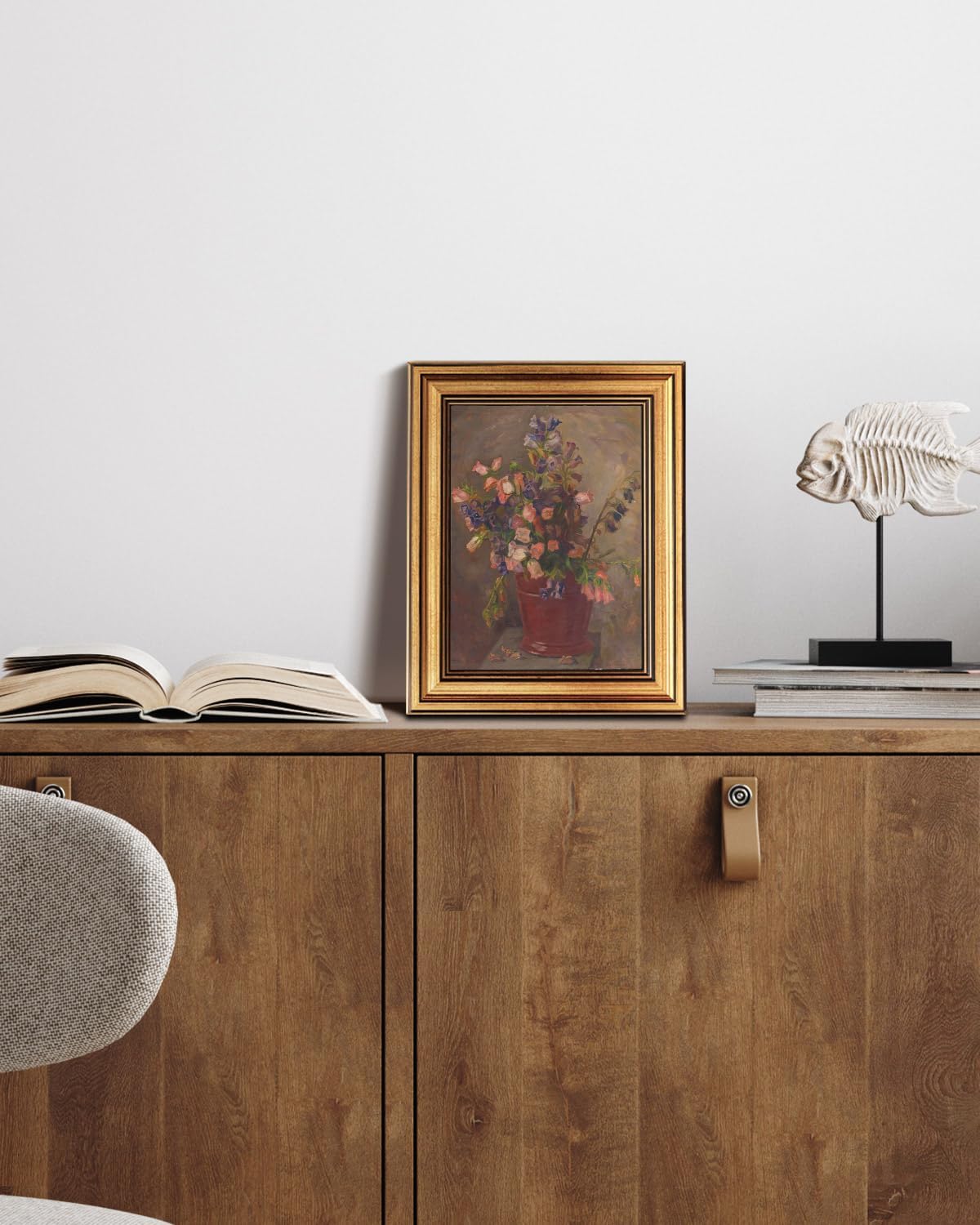 HUARCEY Gold Framed Vintage Wall Art for Living Room, Flower Painting Canvas Prints Shelf Decor for Kitchen, Aesthetic Room Decor Bedroom Wall Art, Floral Artwork for Friends or Family 8"x10"